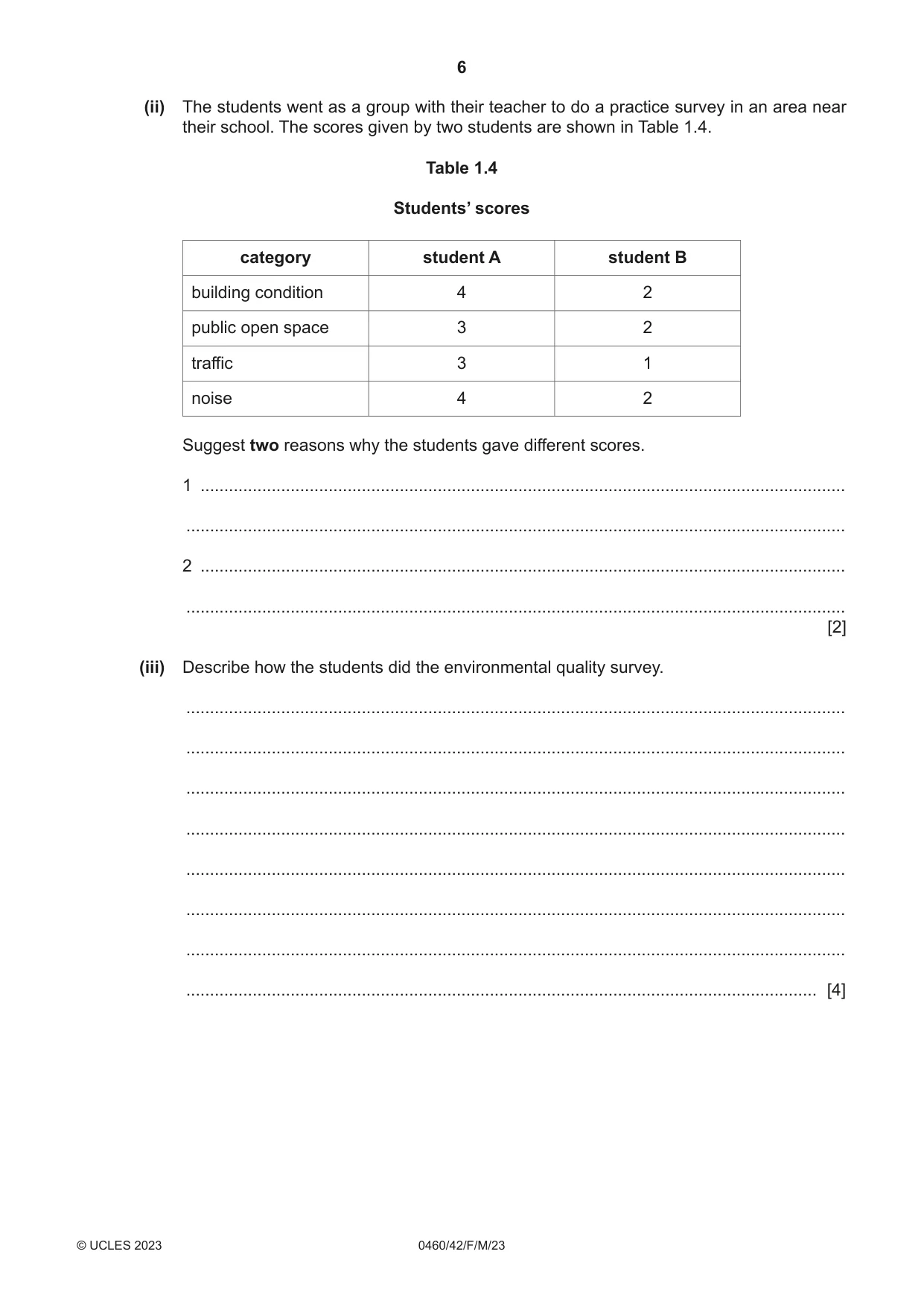 Cambridge IGCSE Geography 0460 2023 Feb/March Paper 4 · Variant 2 question paper, page 6 of 16
