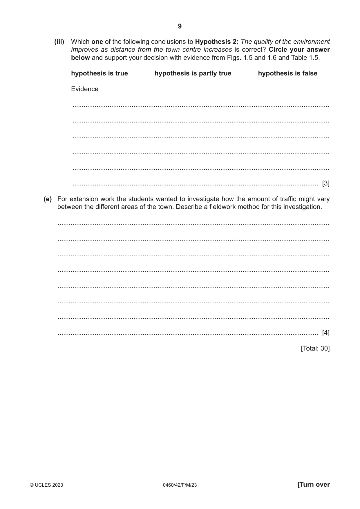 Cambridge IGCSE Geography 0460 2023 Feb/March Paper 4 · Variant 2 question paper, page 9 of 16
