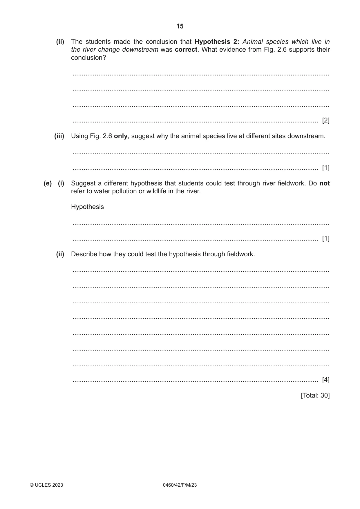 Cambridge IGCSE Geography 0460 2023 Feb/March Paper 4 · Variant 2 question paper, page 15 of 16