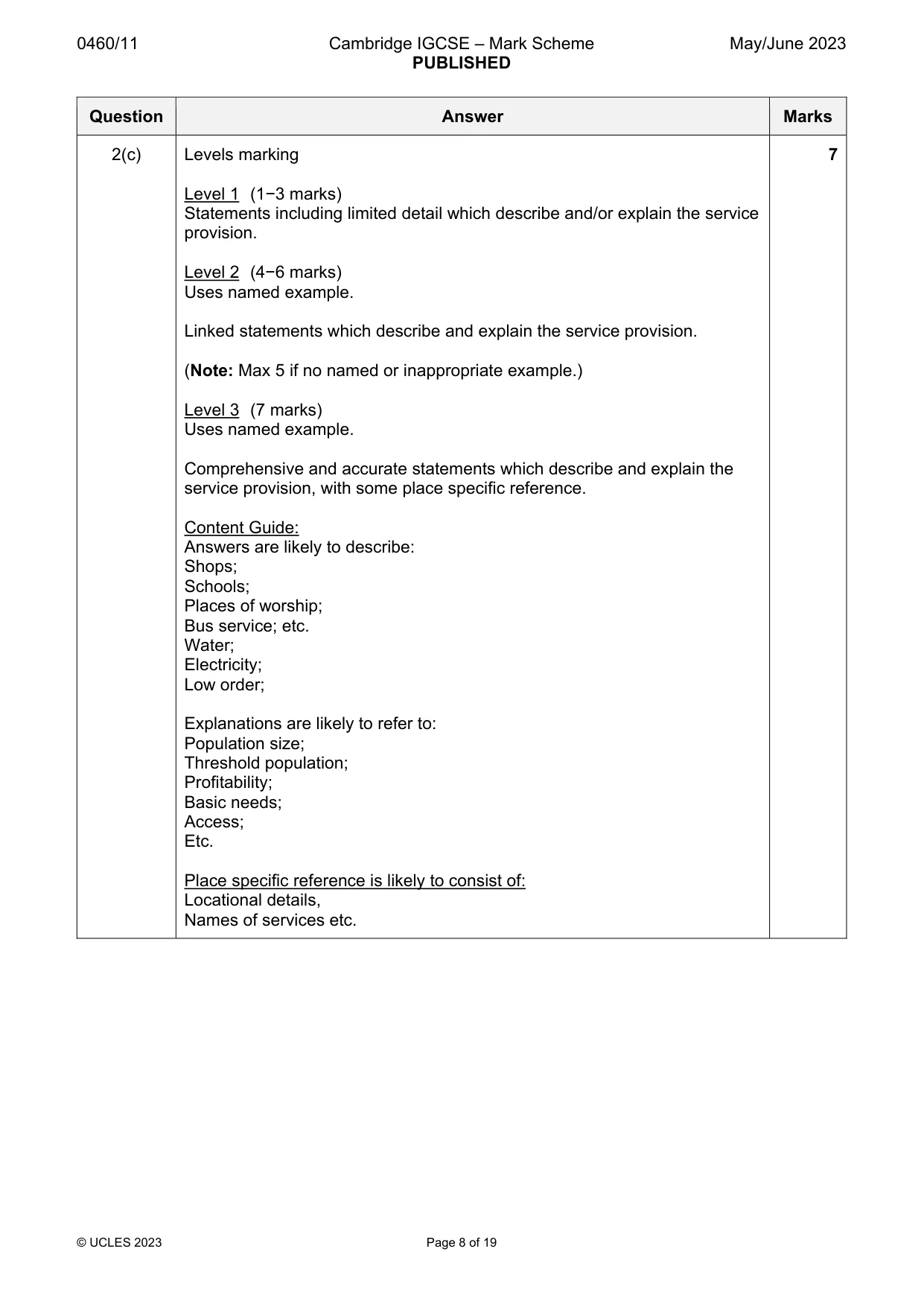 Mark scheme, page 8 of 19