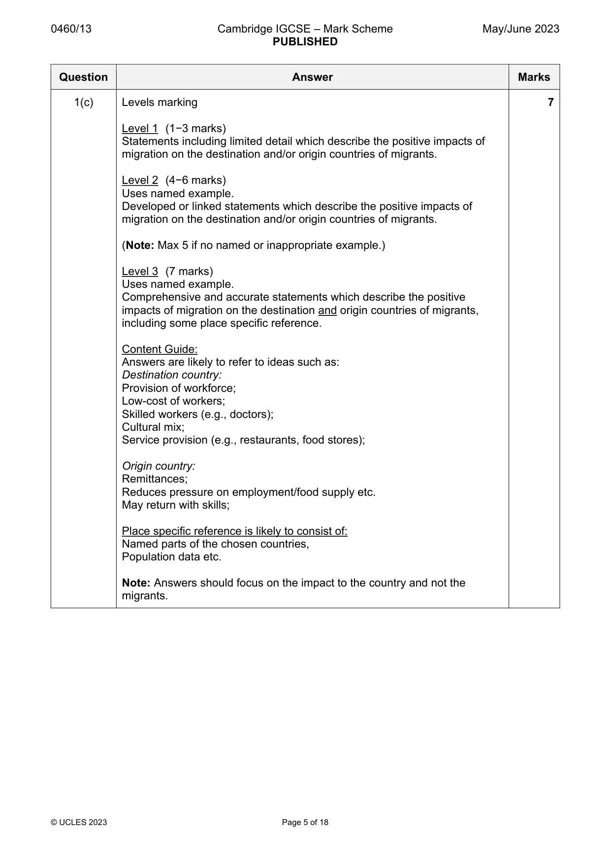 Mark scheme, page 5 of 18