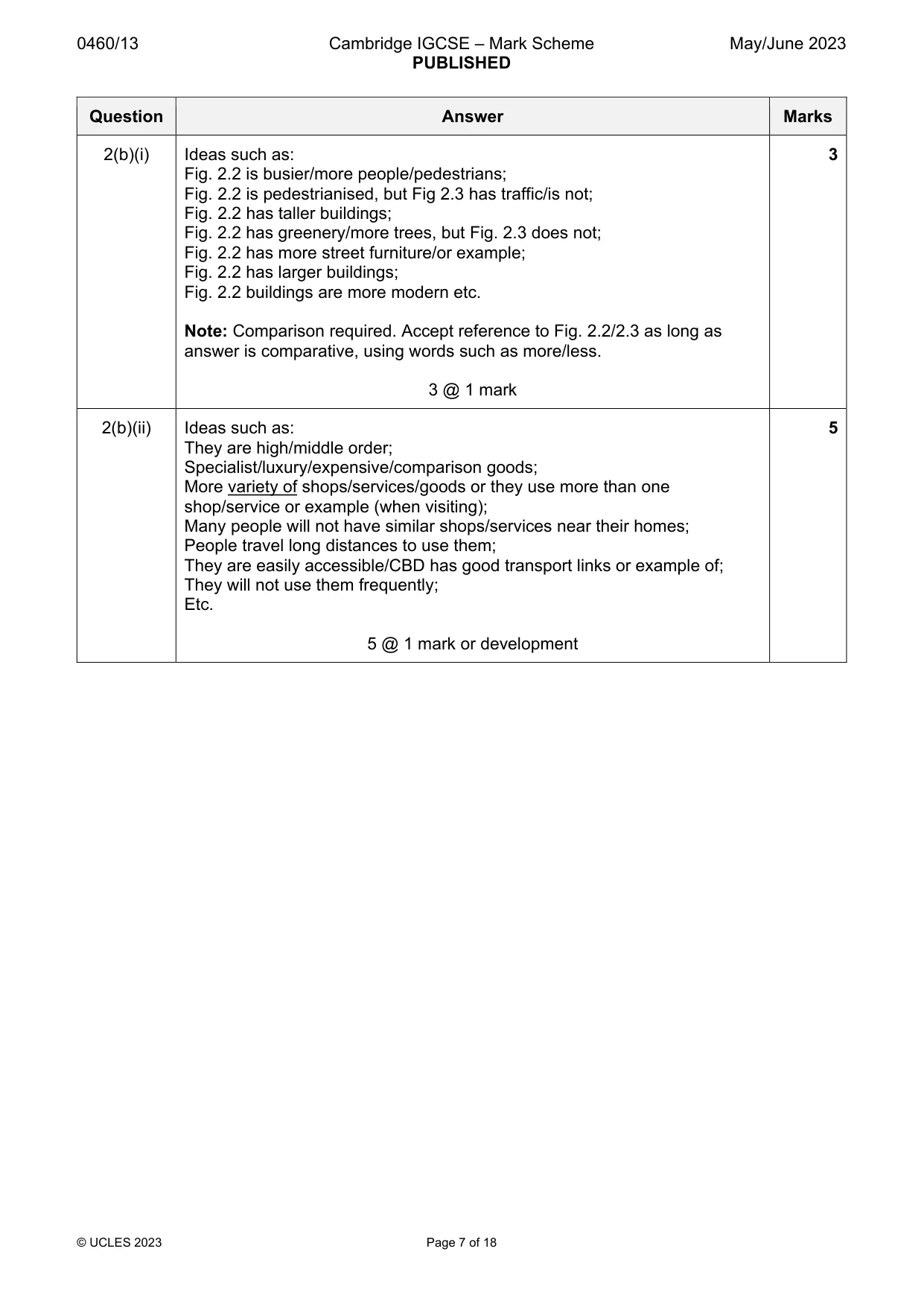 Mark scheme, page 7 of 18
