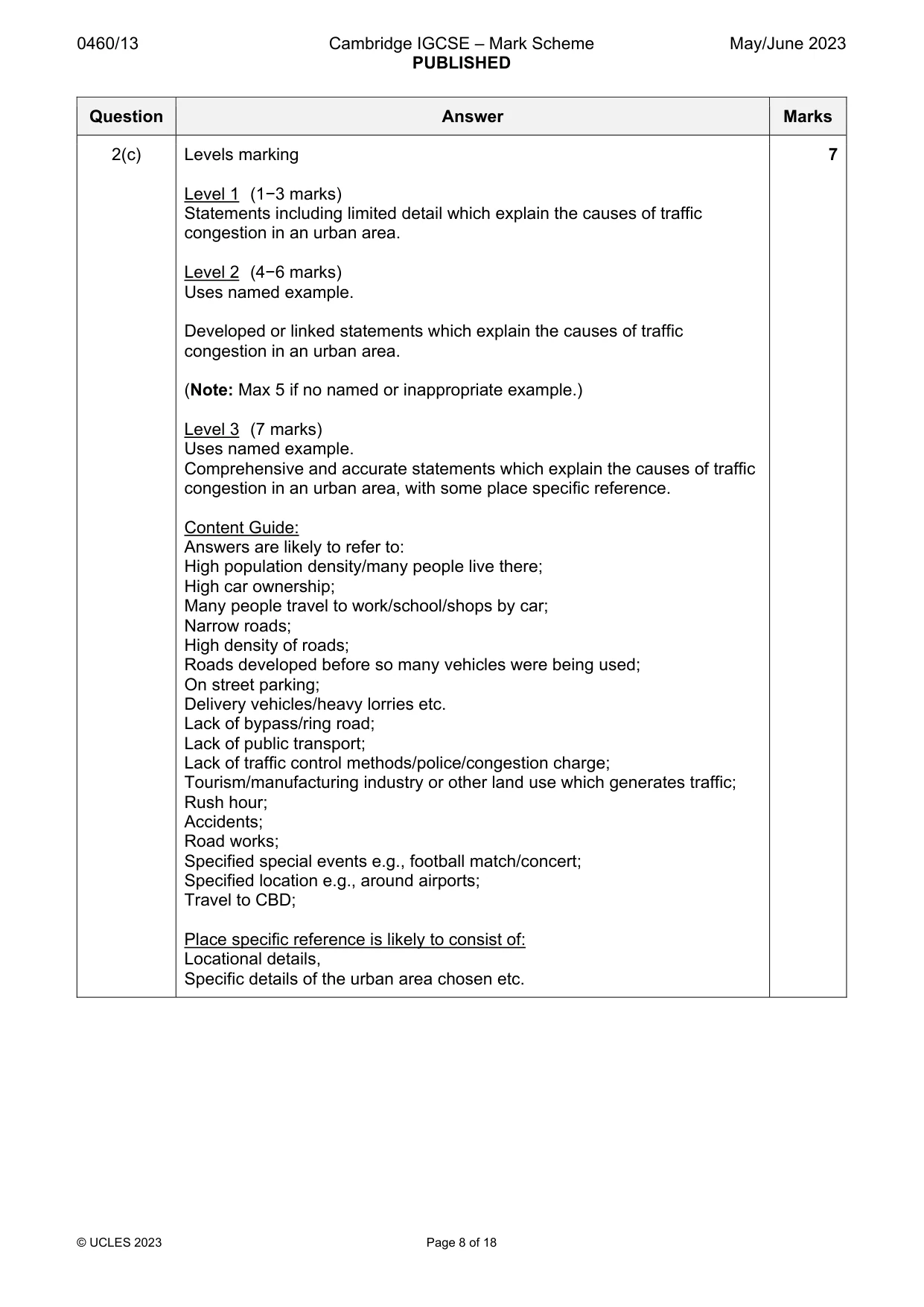Mark scheme, page 8 of 18
