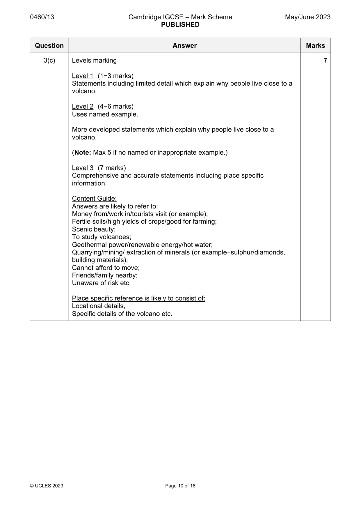 Mark scheme, page 10 of 18