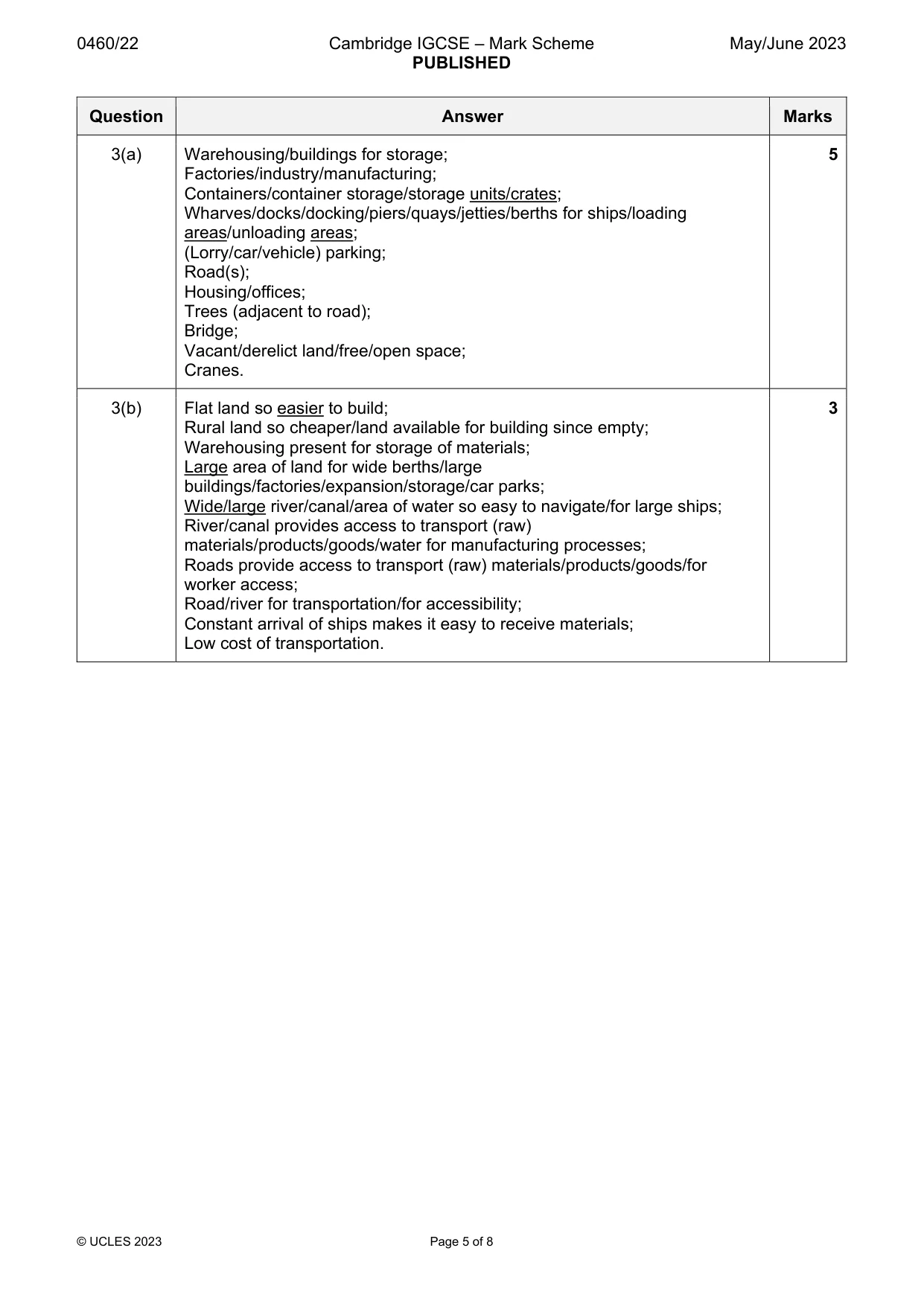 Mark scheme, page 5 of 8