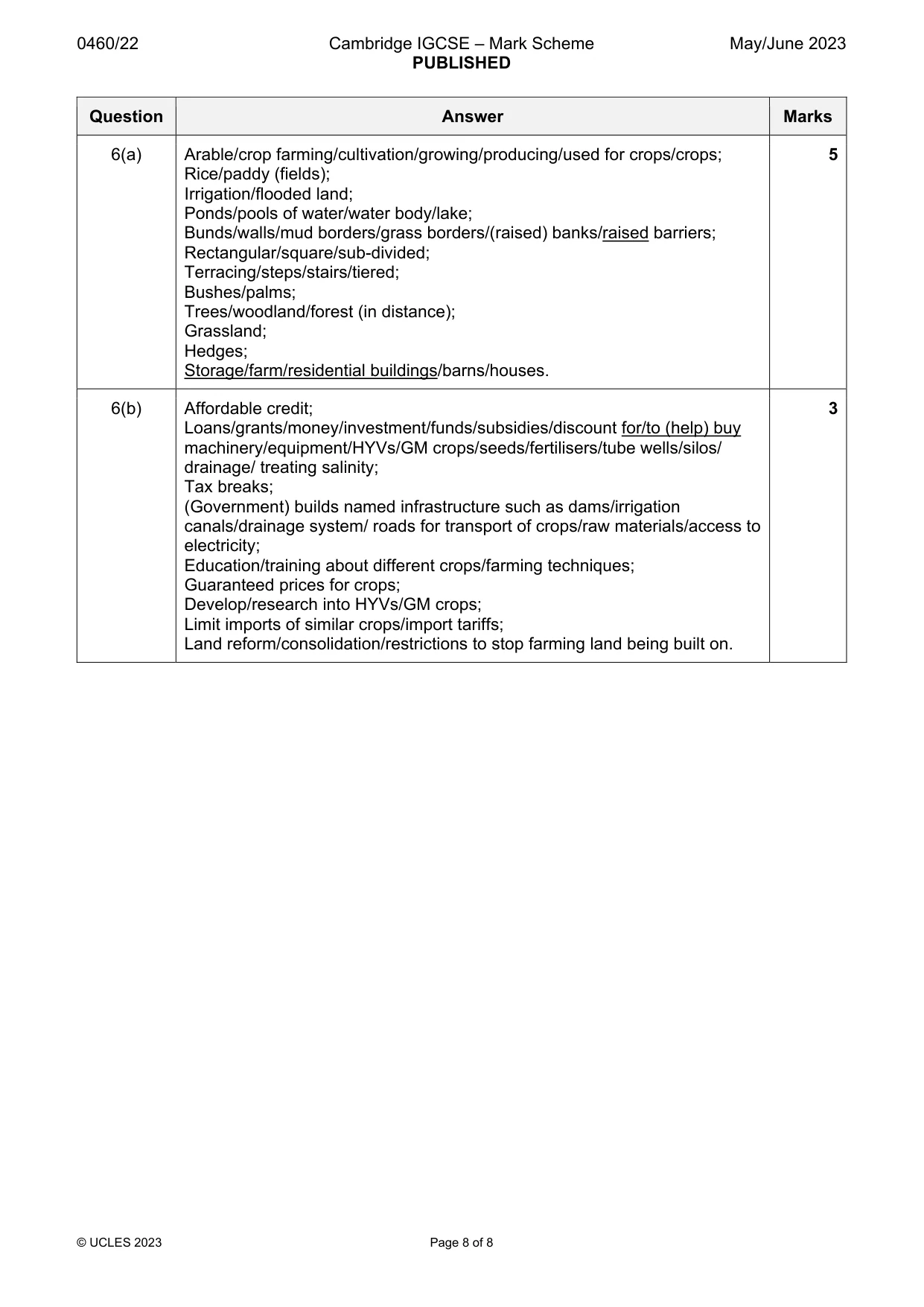 Mark scheme, page 8 of 8