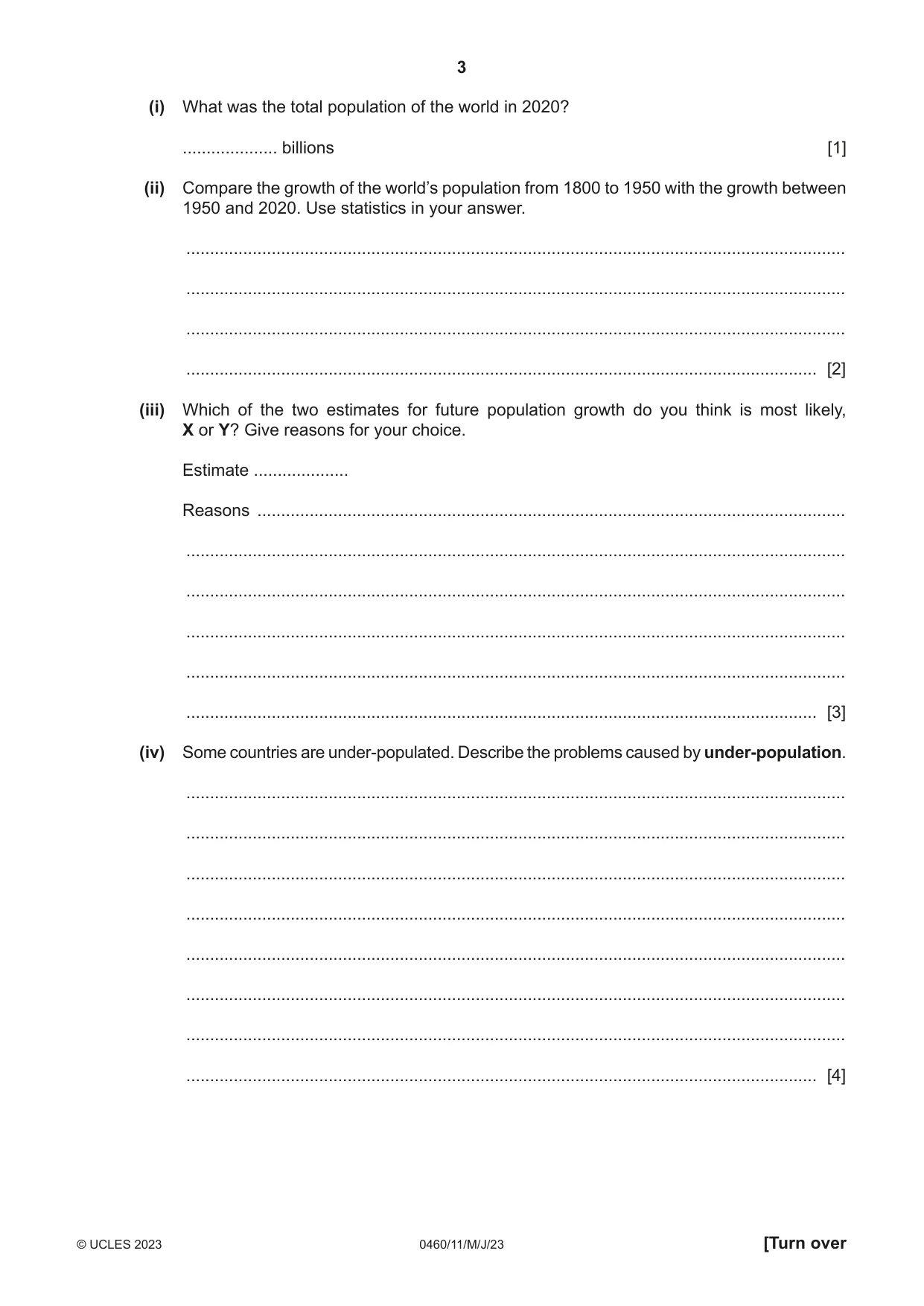 Cambridge IGCSE Geography 0460 2023 May/June Paper 1 · Variant 1 question paper, page 3 of 24