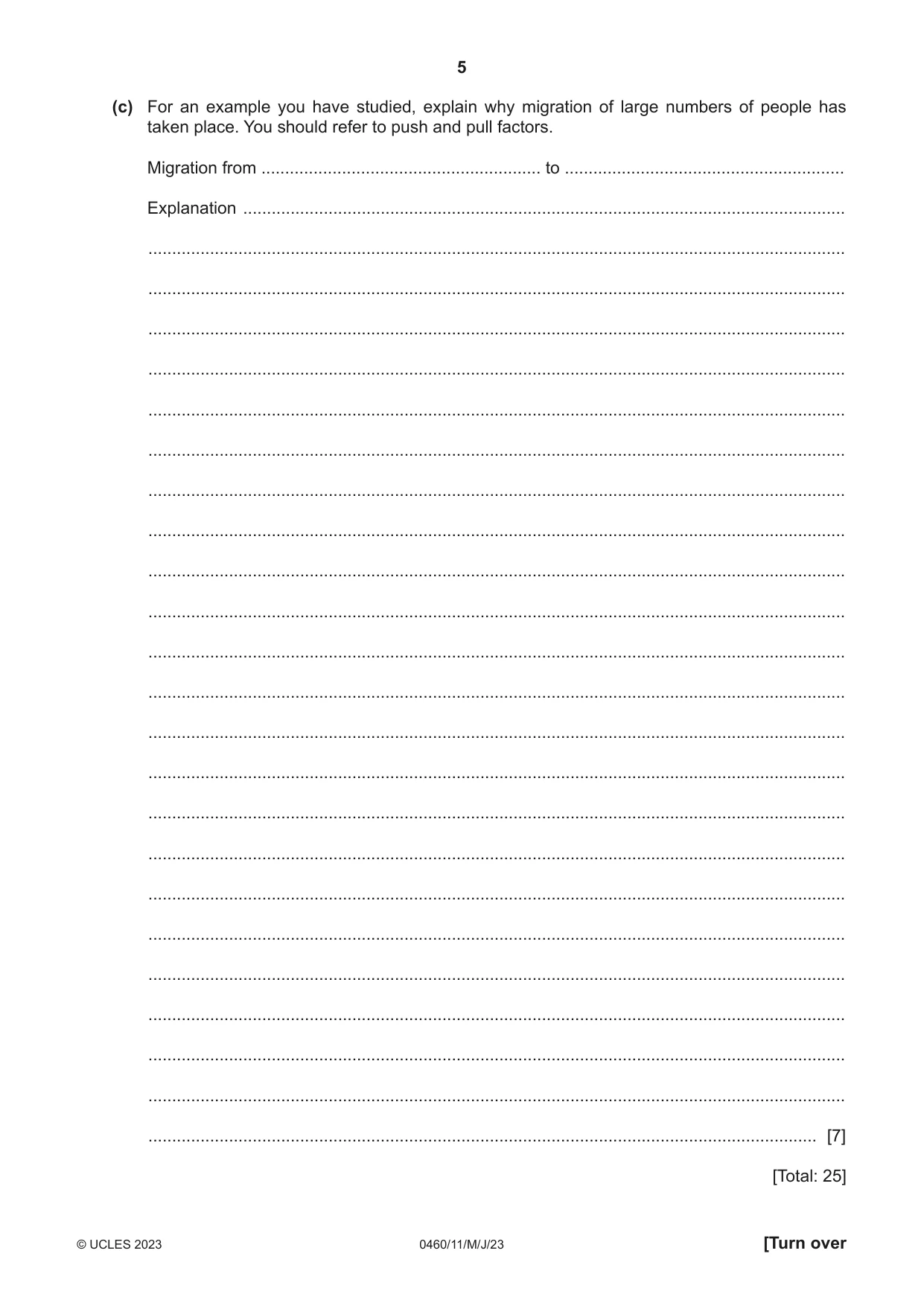 Cambridge IGCSE Geography 0460 2023 May/June Paper 1 · Variant 1 question paper, page 5 of 24