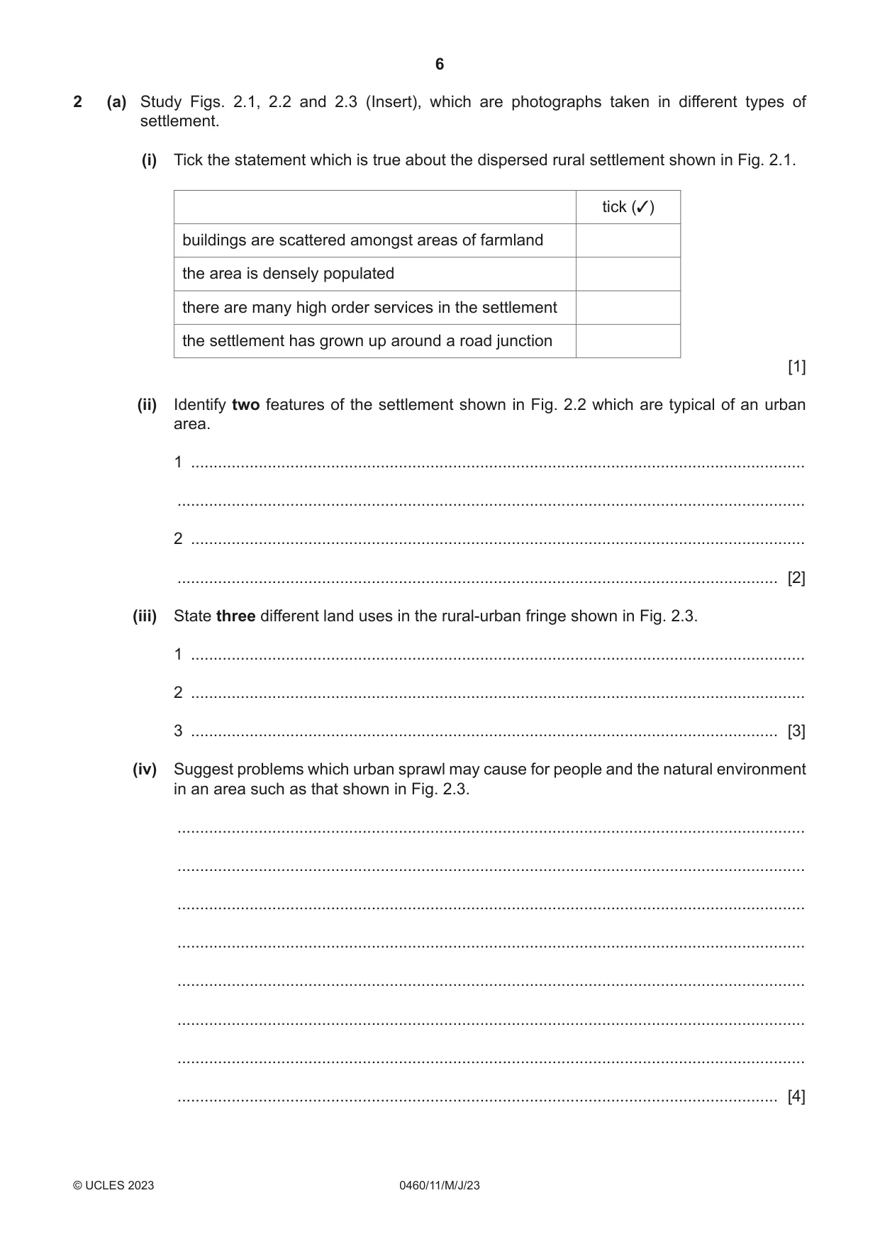 Cambridge IGCSE Geography 0460 2023 May/June Paper 1 · Variant 1 question paper, page 6 of 24