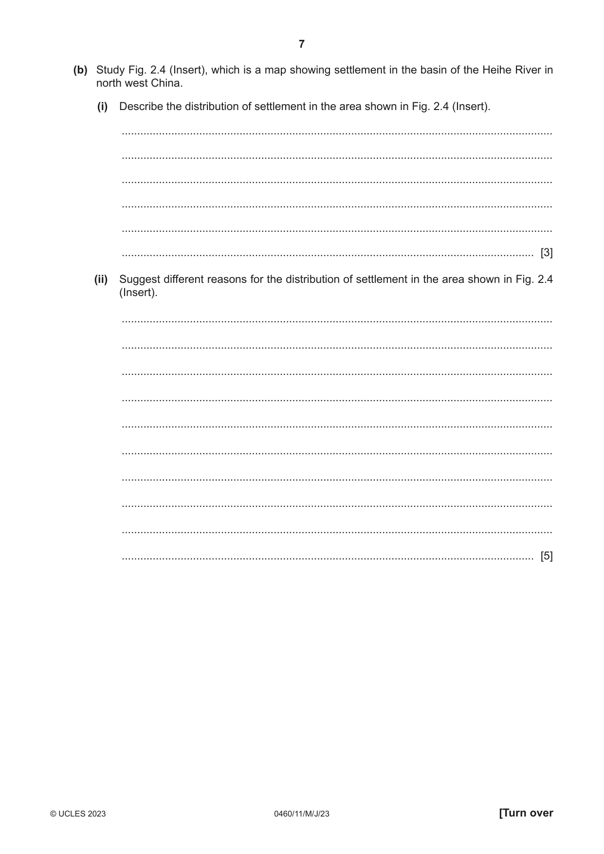 Cambridge IGCSE Geography 0460 2023 May/June Paper 1 · Variant 1 question paper, page 7 of 24