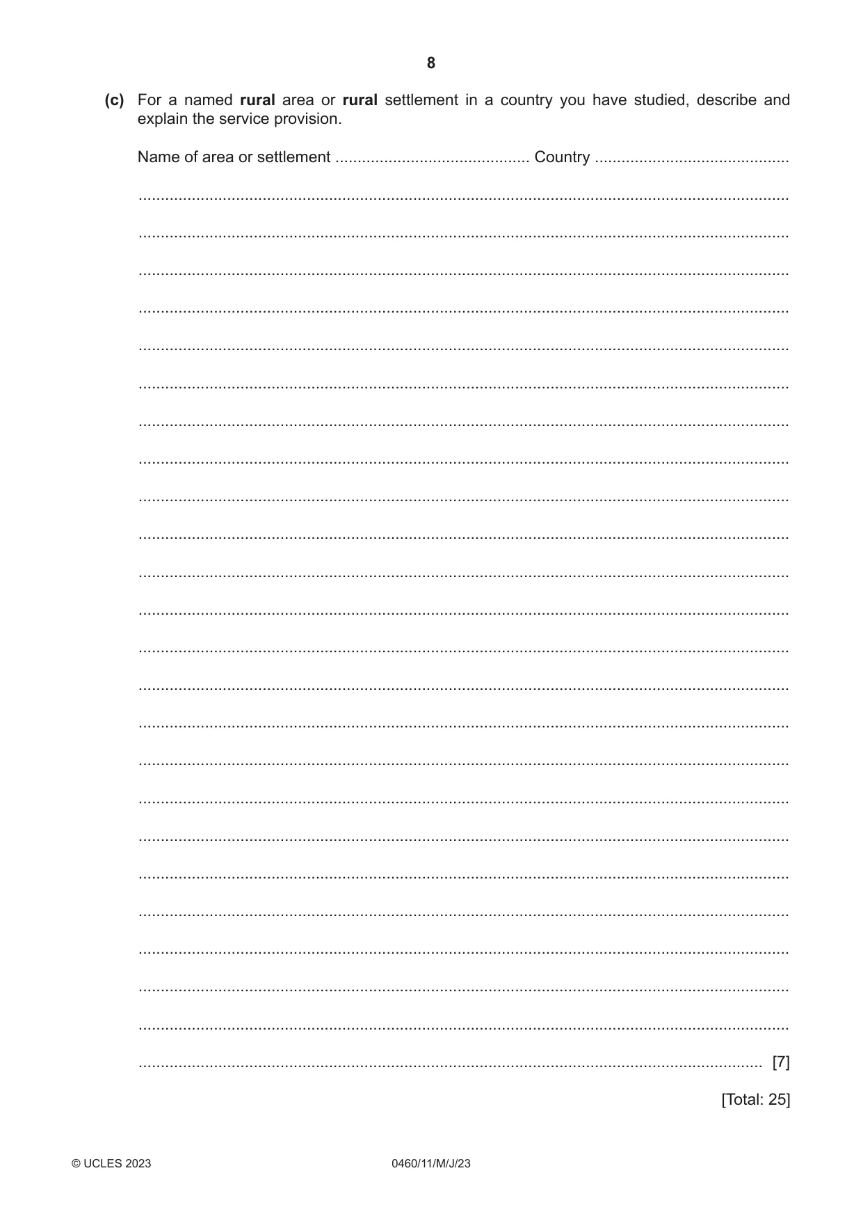 Cambridge IGCSE Geography 0460 2023 May/June Paper 1 · Variant 1 question paper, page 8 of 24