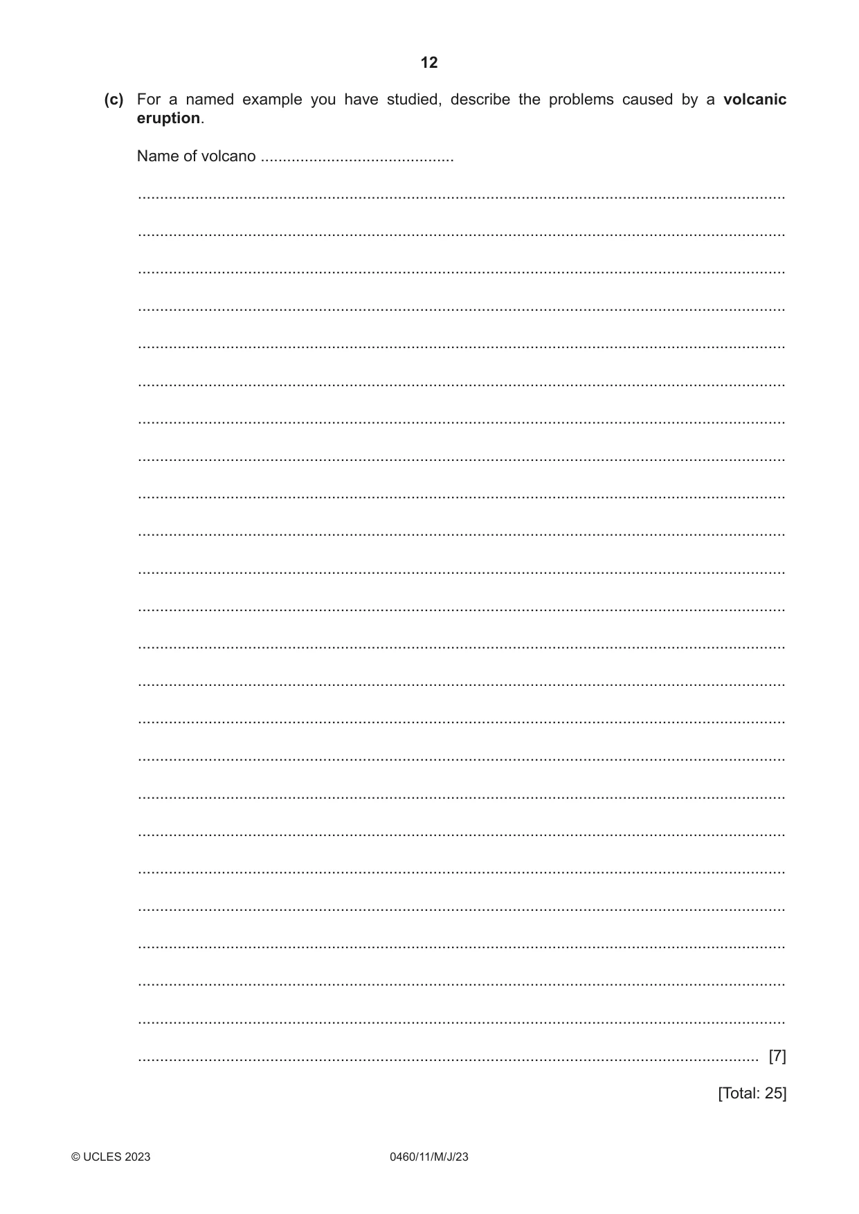 Cambridge IGCSE Geography 0460 2023 May/June Paper 1 · Variant 1 question paper, page 12 of 24