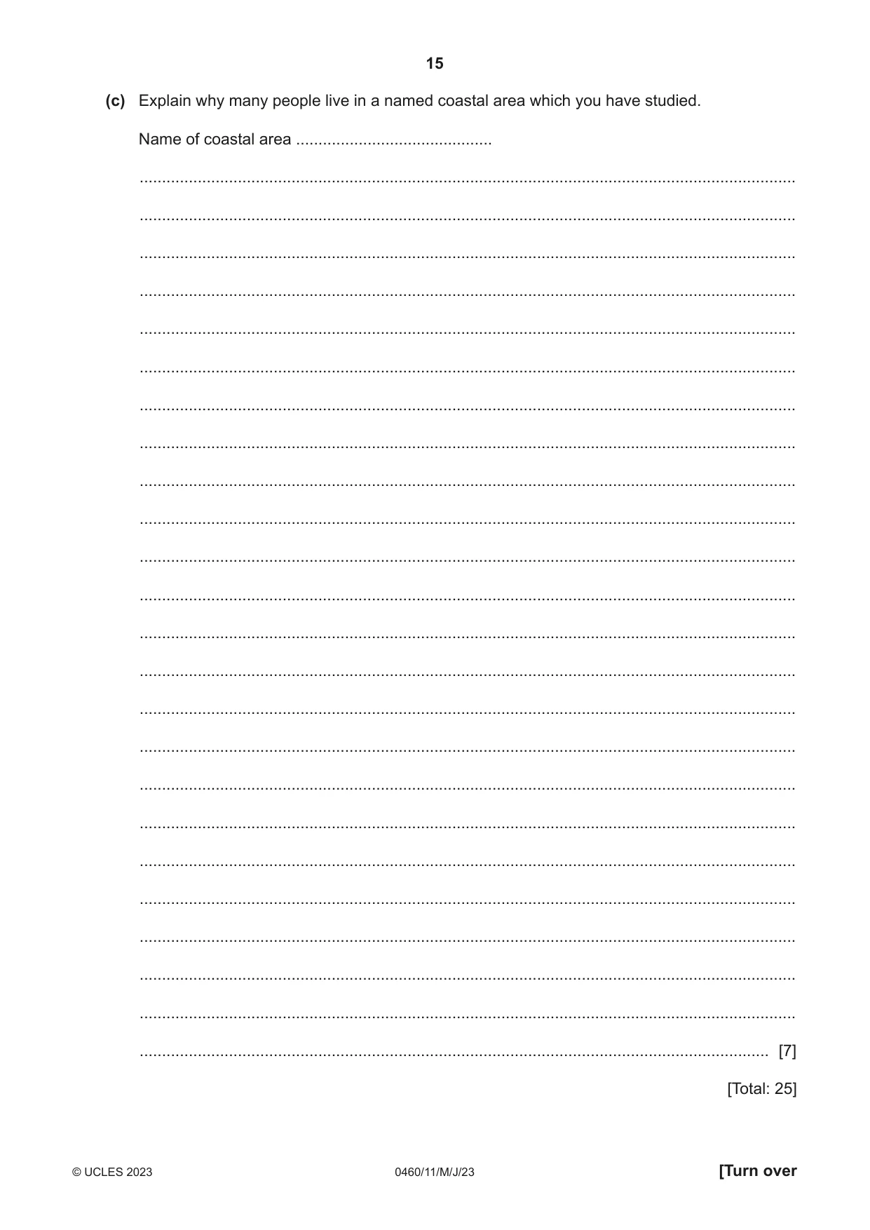Cambridge IGCSE Geography 0460 2023 May/June Paper 1 · Variant 1 question paper, page 15 of 24