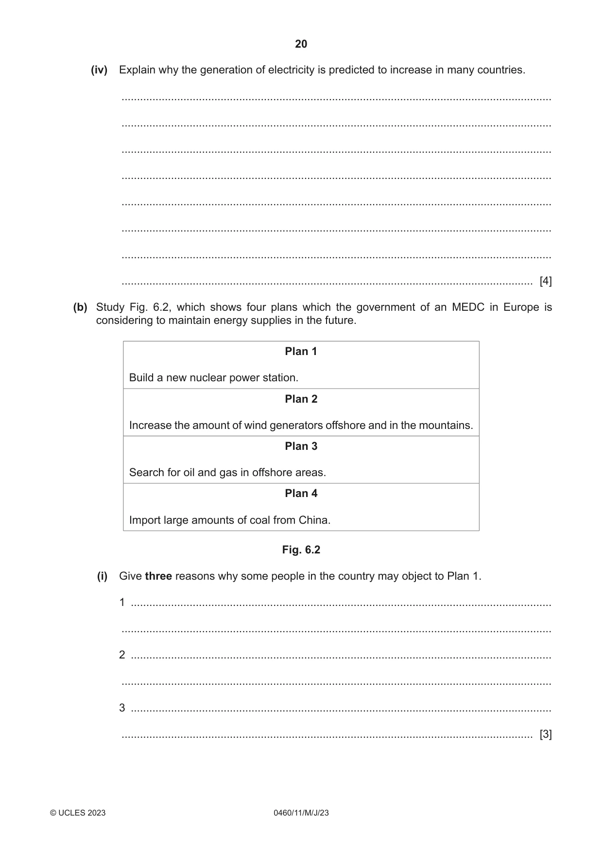 Cambridge IGCSE Geography 0460 2023 May/June Paper 1 · Variant 1 question paper, page 20 of 24