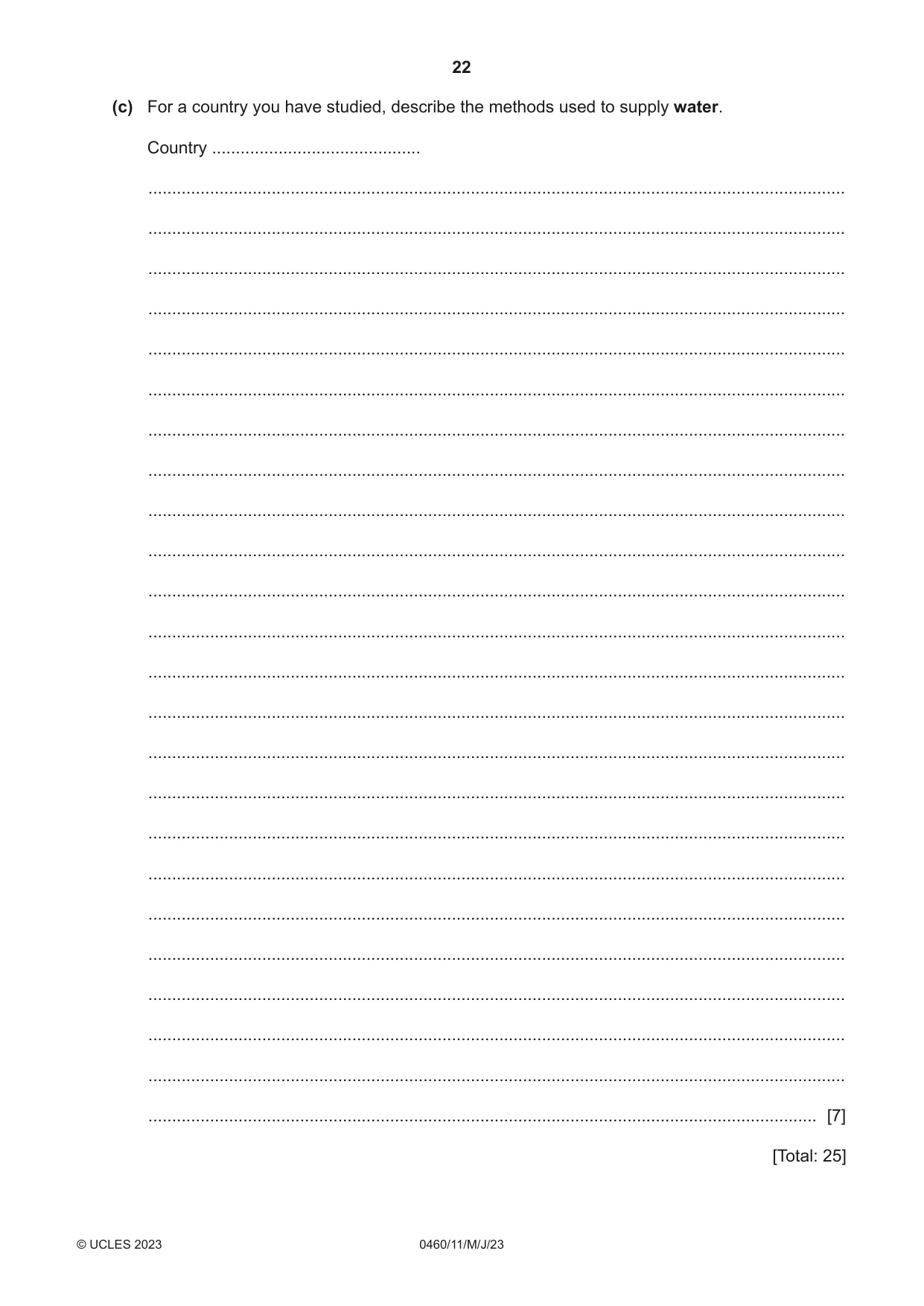 Cambridge IGCSE Geography 0460 2023 May/June Paper 1 · Variant 1 question paper, page 22 of 24