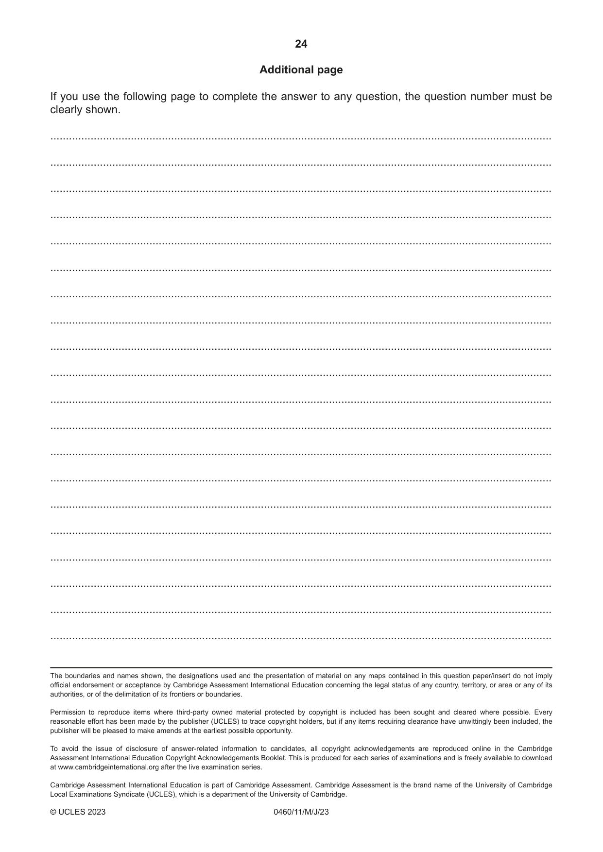 Cambridge IGCSE Geography 0460 2023 May/June Paper 1 · Variant 1 question paper, page 24 of 24