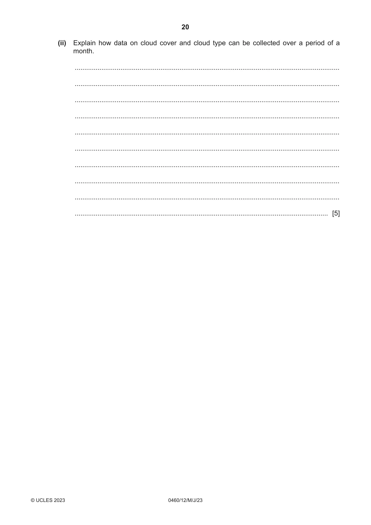Cambridge IGCSE Geography 0460 2023 May/June Paper 1 · Variant 2 question paper, page 20 of 32