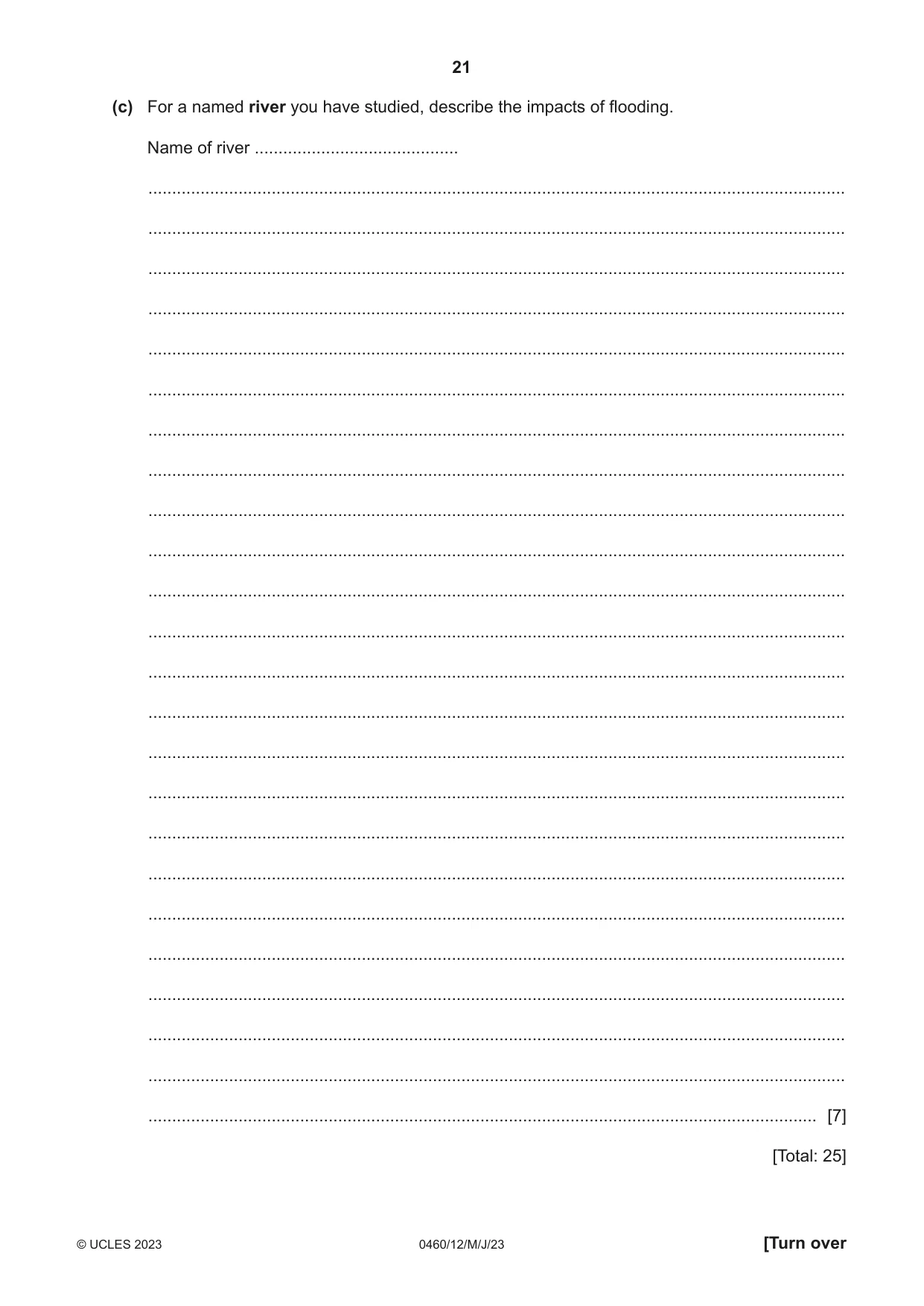 Cambridge IGCSE Geography 0460 2023 May/June Paper 1 · Variant 2 question paper, page 21 of 32