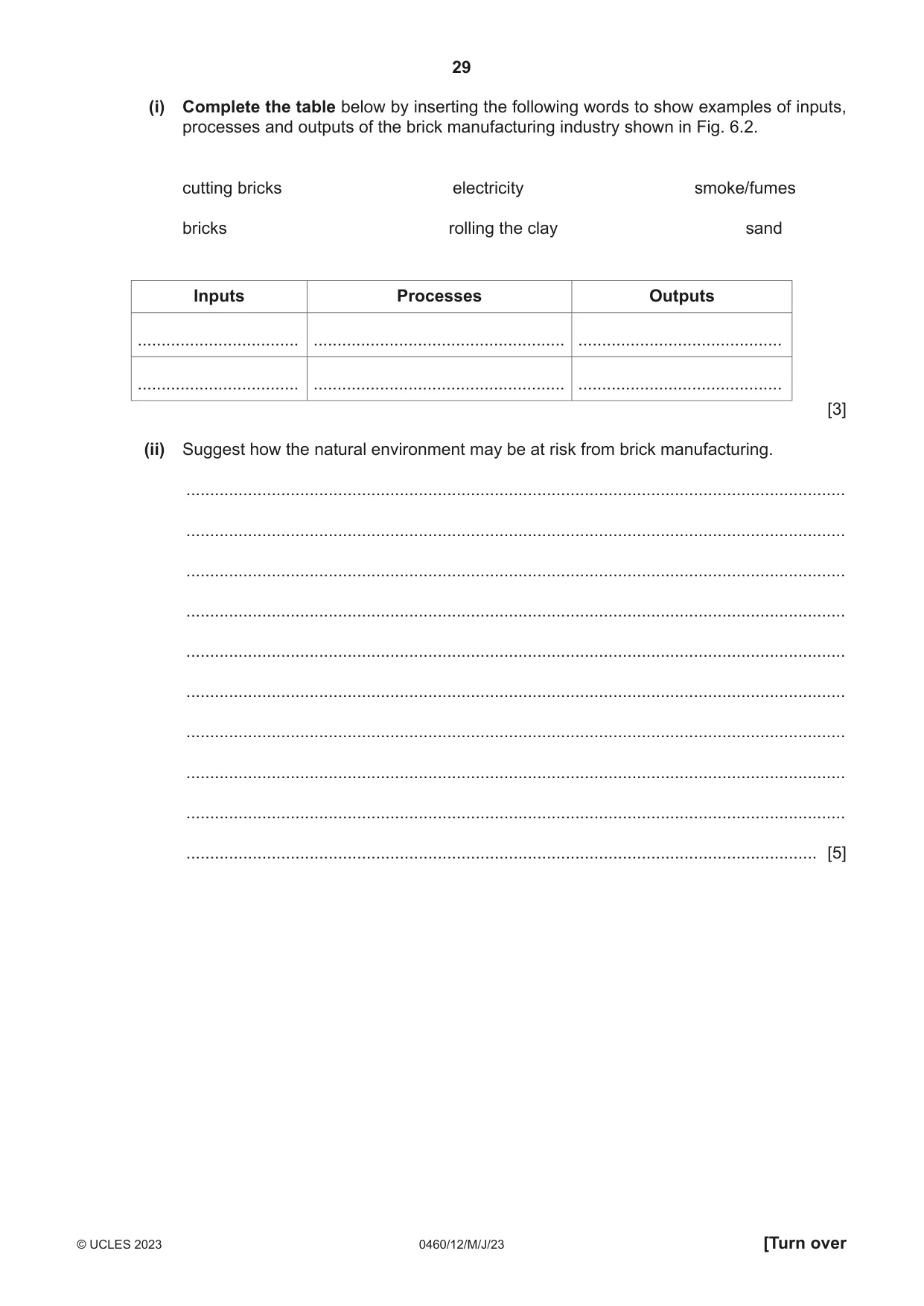 Cambridge IGCSE Geography 0460 2023 May/June Paper 1 · Variant 2 question paper, page 29 of 32