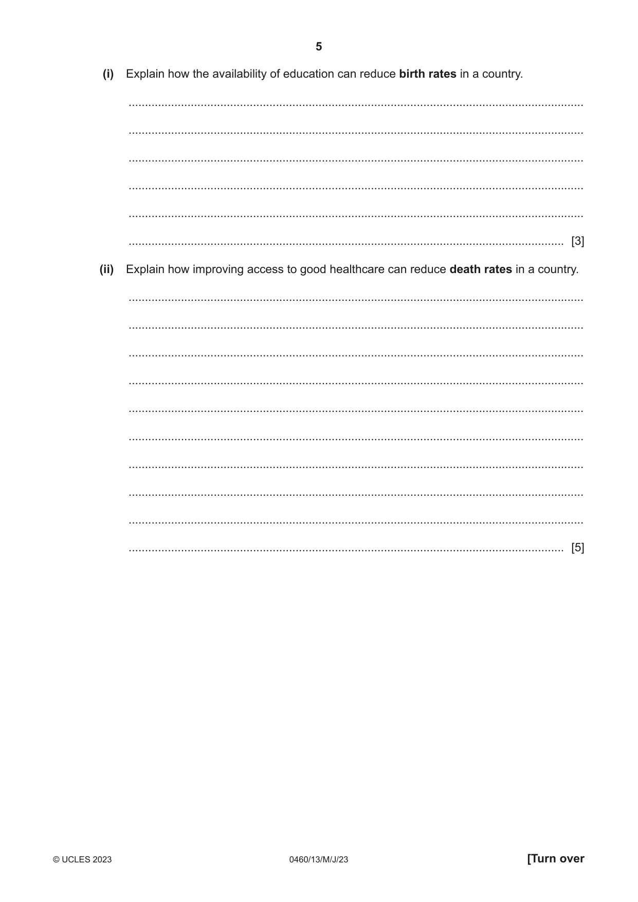 Cambridge IGCSE Geography 0460 2023 May/June Paper 1 · Variant 3 question paper, page 5 of 32