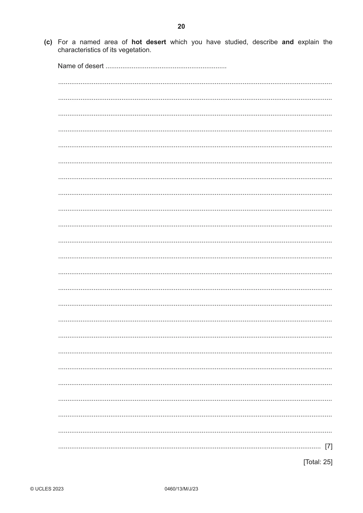 Cambridge IGCSE Geography 0460 2023 May/June Paper 1 · Variant 3 question paper, page 20 of 32
