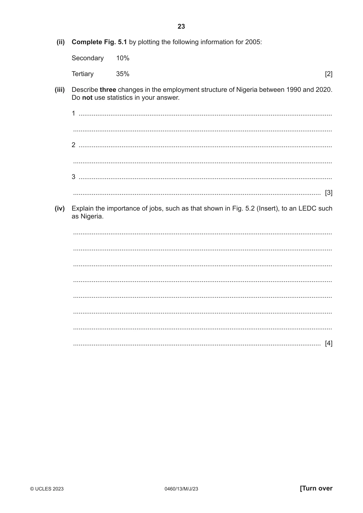 Cambridge IGCSE Geography 0460 2023 May/June Paper 1 · Variant 3 question paper, page 23 of 32