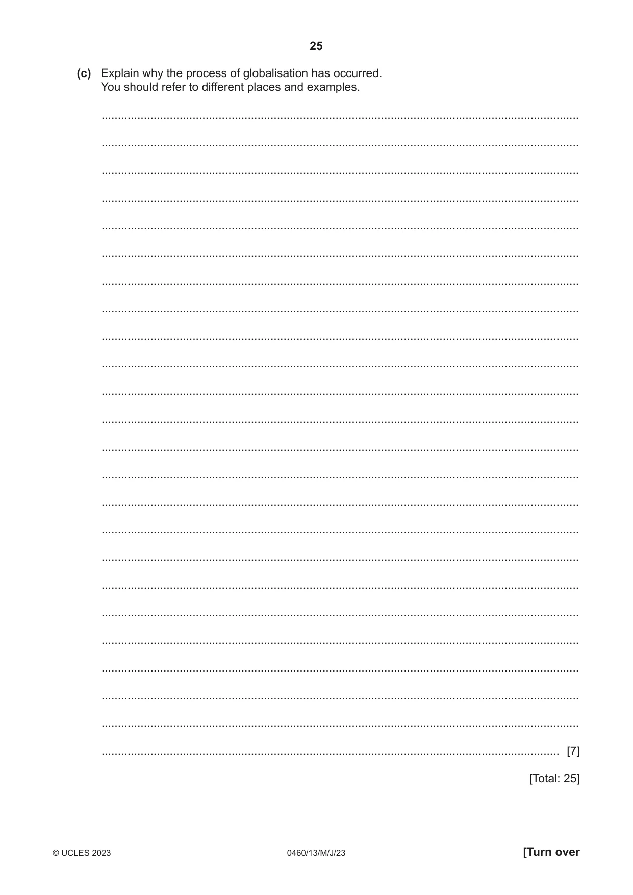 Cambridge IGCSE Geography 0460 2023 May/June Paper 1 · Variant 3 question paper, page 25 of 32