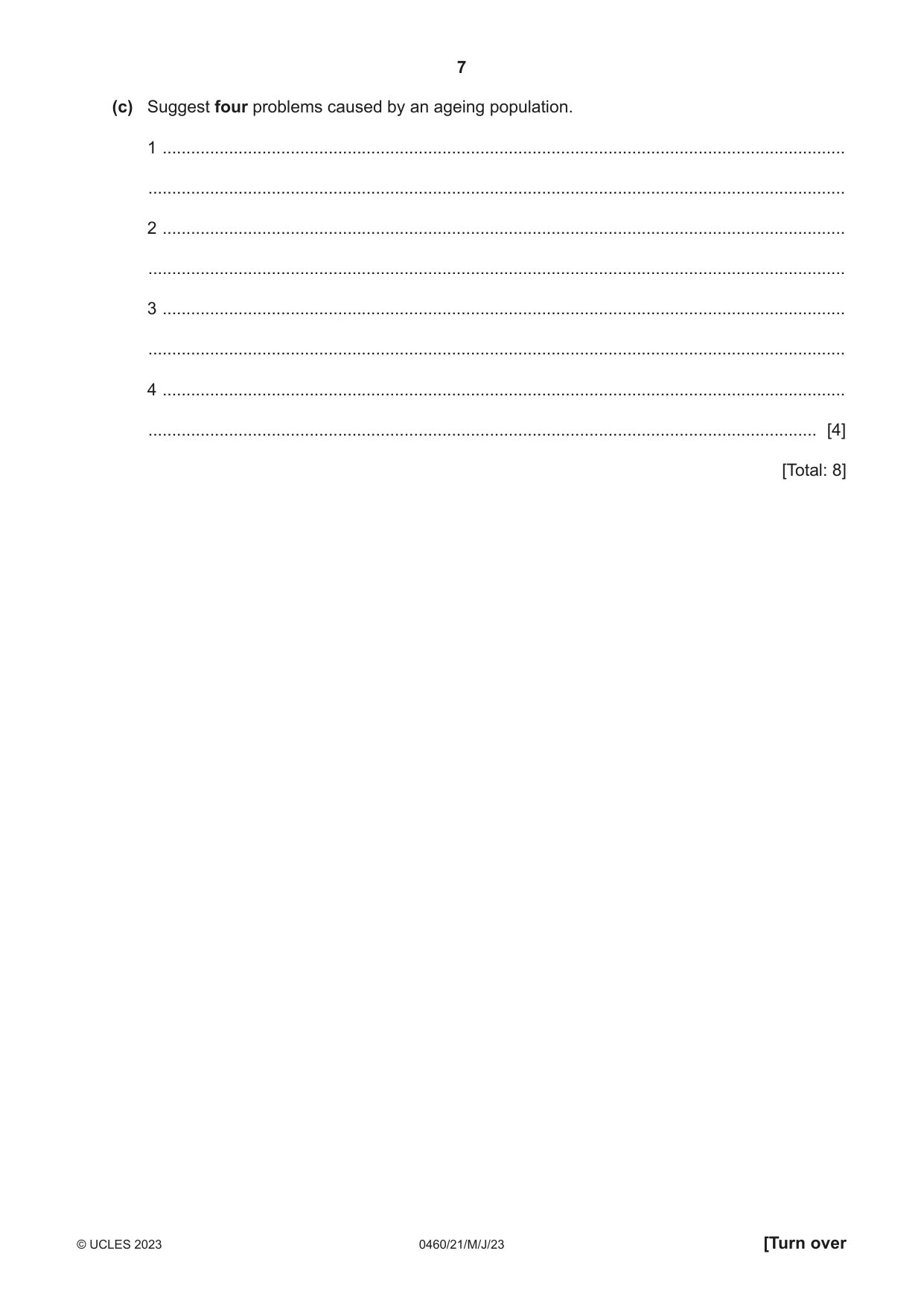 Cambridge IGCSE Geography 0460 2023 May/June Paper 2 · Variant 1 question paper, page 7 of 20
