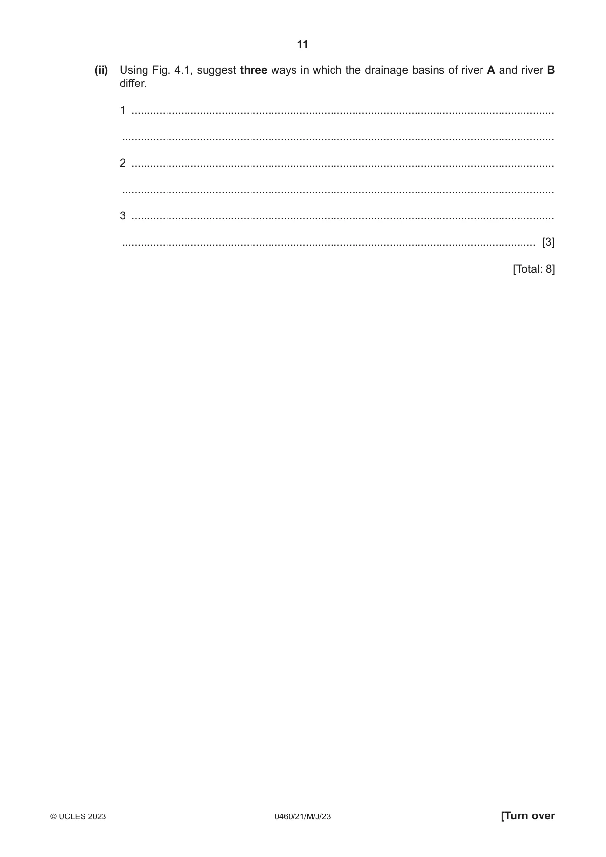 Cambridge IGCSE Geography 0460 2023 May/June Paper 2 · Variant 1 question paper, page 11 of 20