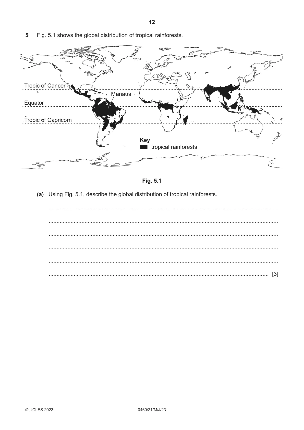 Cambridge IGCSE Geography 0460 2023 May/June Paper 2 · Variant 1 question paper, page 12 of 20