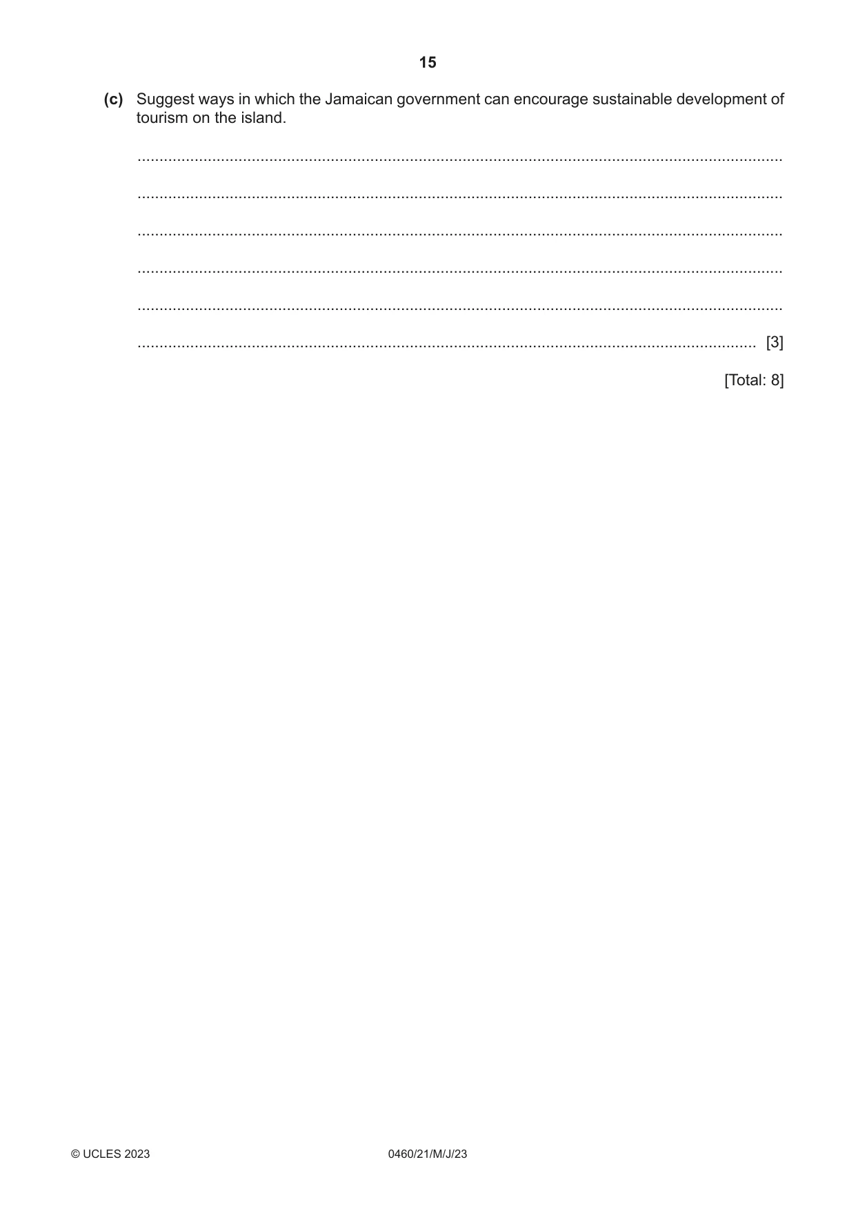Cambridge IGCSE Geography 0460 2023 May/June Paper 2 · Variant 1 question paper, page 15 of 20