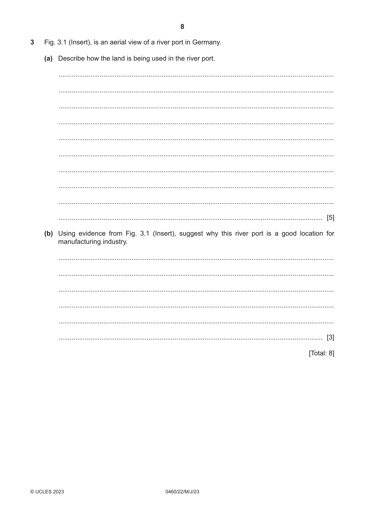 Cambridge IGCSE Geography 0460 2023 May/June Paper 2 · Variant 2 question paper, page 8 of 16