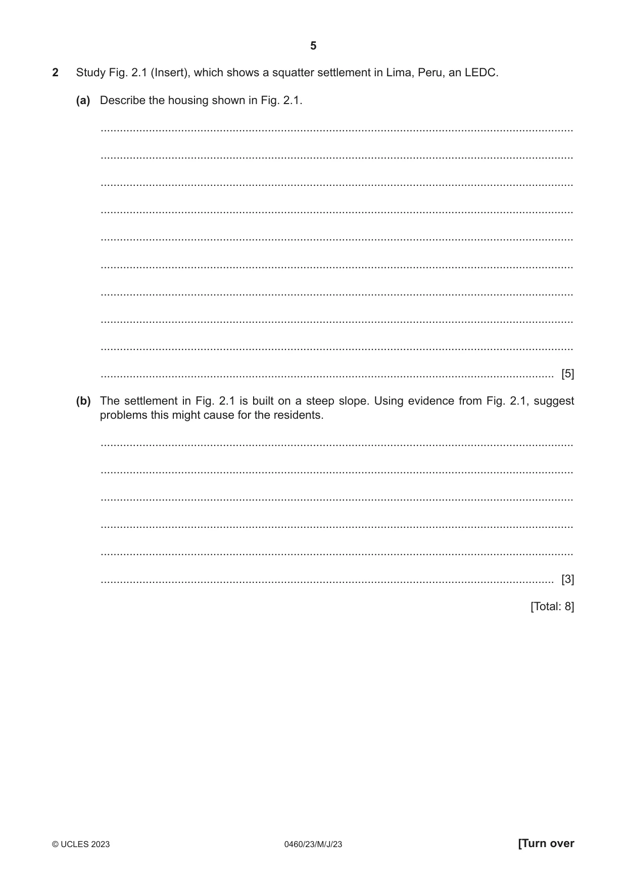 Cambridge IGCSE Geography 0460 2023 May/June Paper 2 · Variant 3 question paper, page 5 of 16