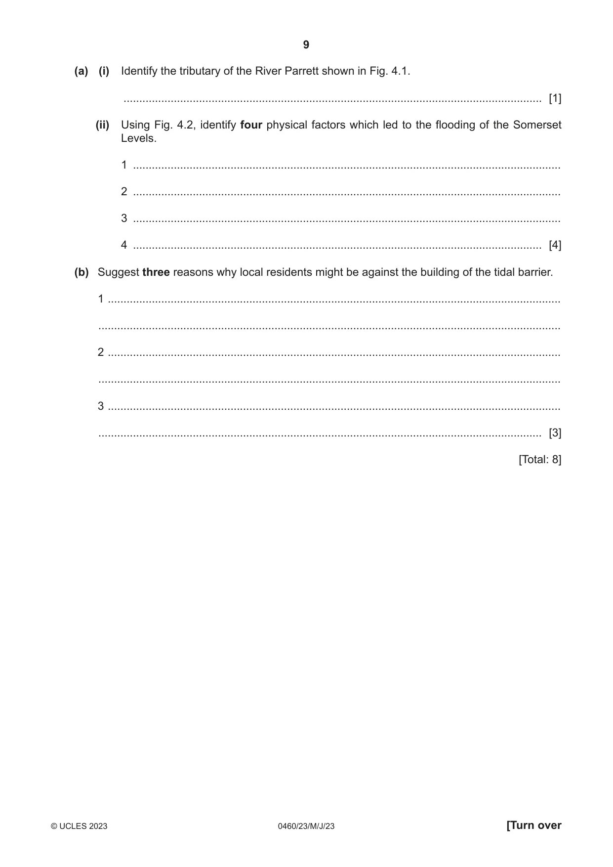 Cambridge IGCSE Geography 0460 2023 May/June Paper 2 · Variant 3 question paper, page 9 of 16