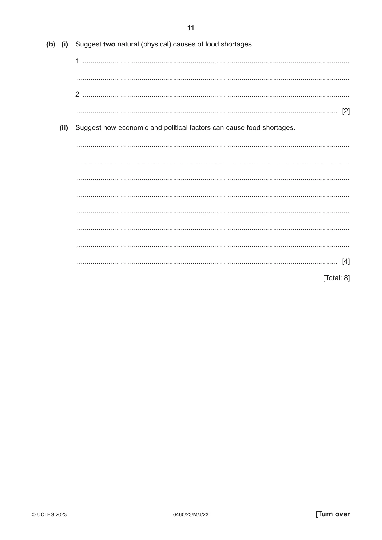Cambridge IGCSE Geography 0460 2023 May/June Paper 2 · Variant 3 question paper, page 11 of 16