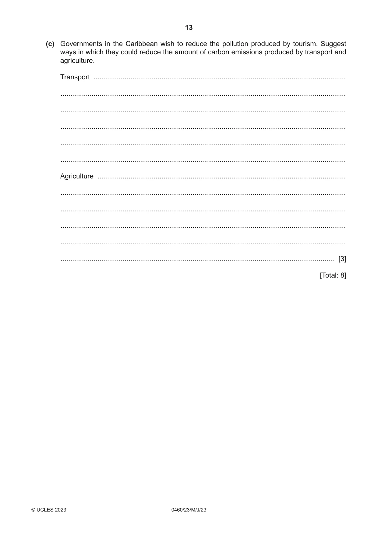 Cambridge IGCSE Geography 0460 2023 May/June Paper 2 · Variant 3 question paper, page 13 of 16