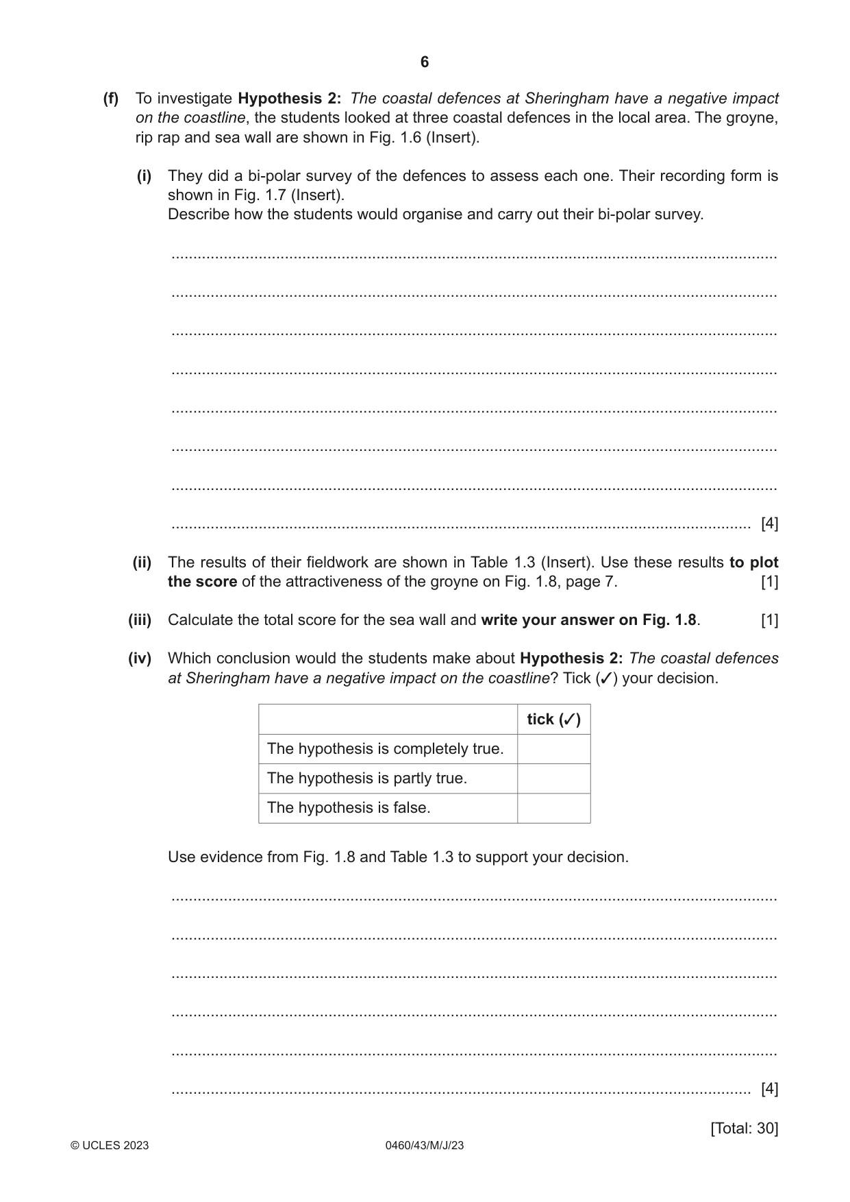 Cambridge IGCSE Geography 0460 2023 May/June Paper 4 · Variant 3 question paper, page 6 of 20