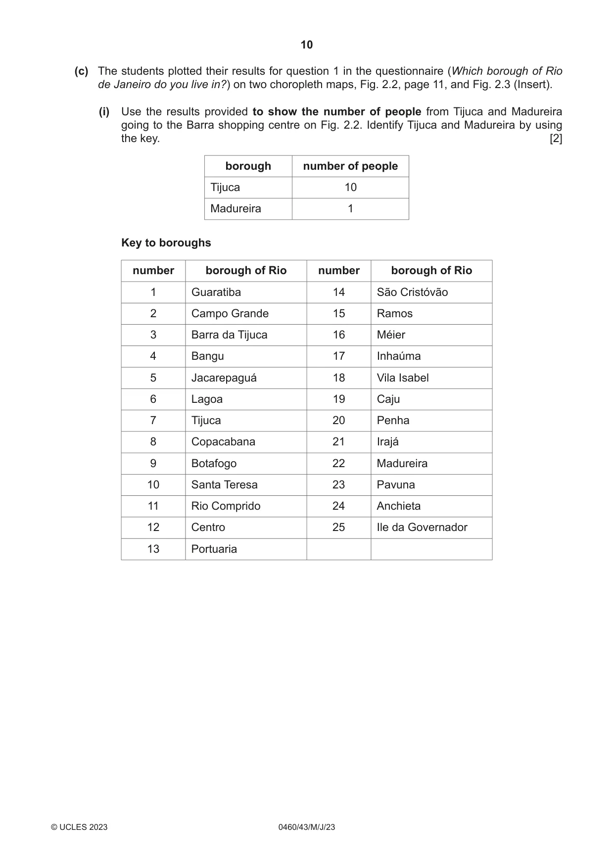 Cambridge IGCSE Geography 0460 2023 May/June Paper 4 · Variant 3 question paper, page 10 of 20