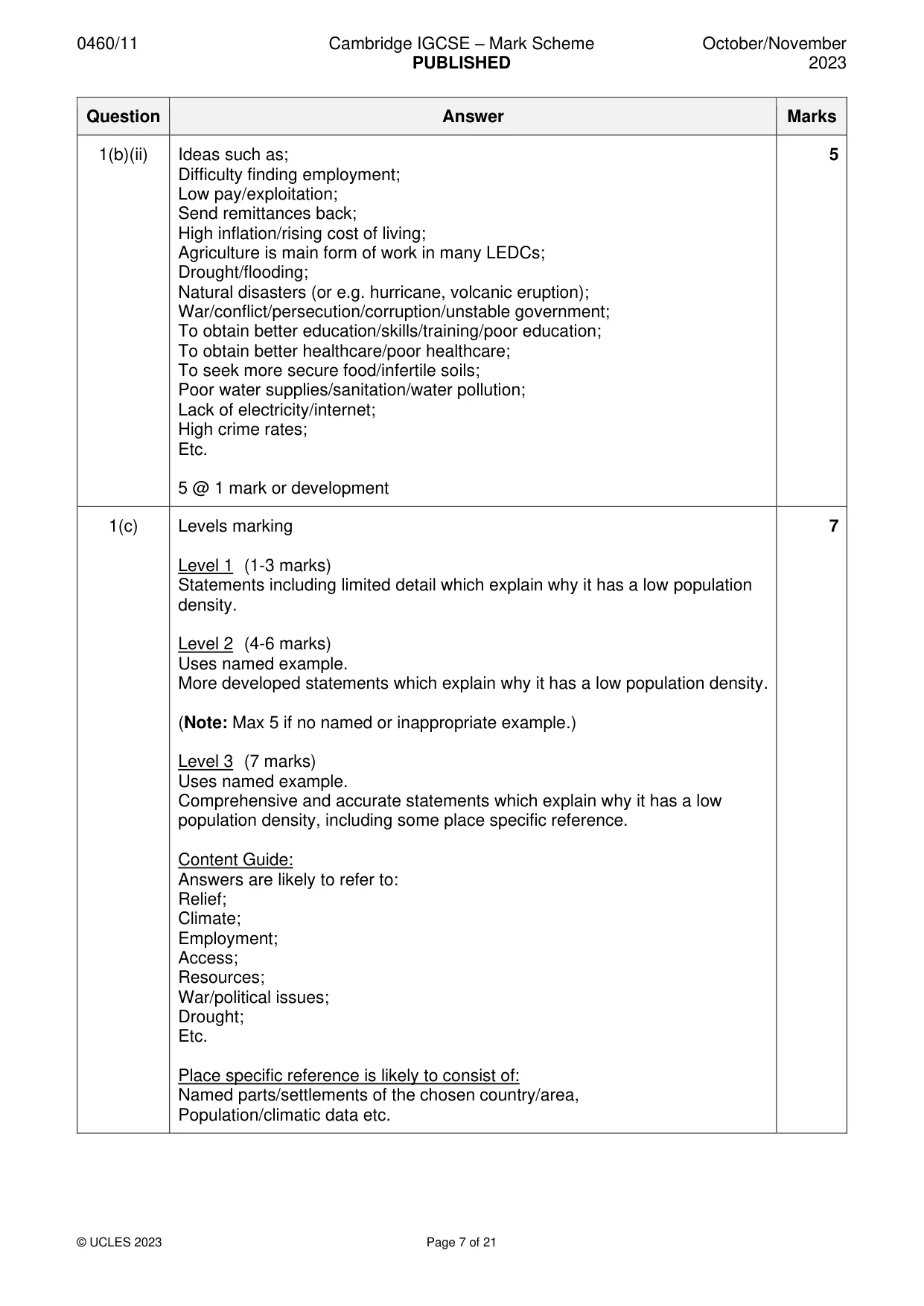 Mark scheme, page 7 of 21