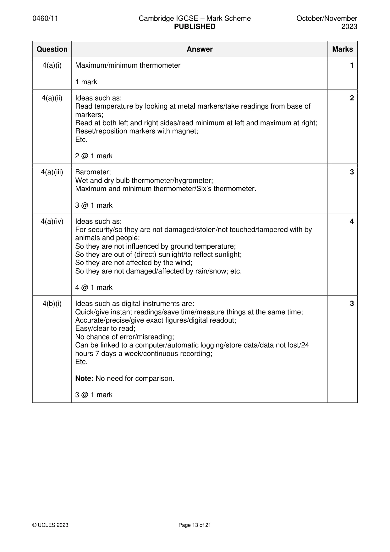 Mark scheme, page 13 of 21