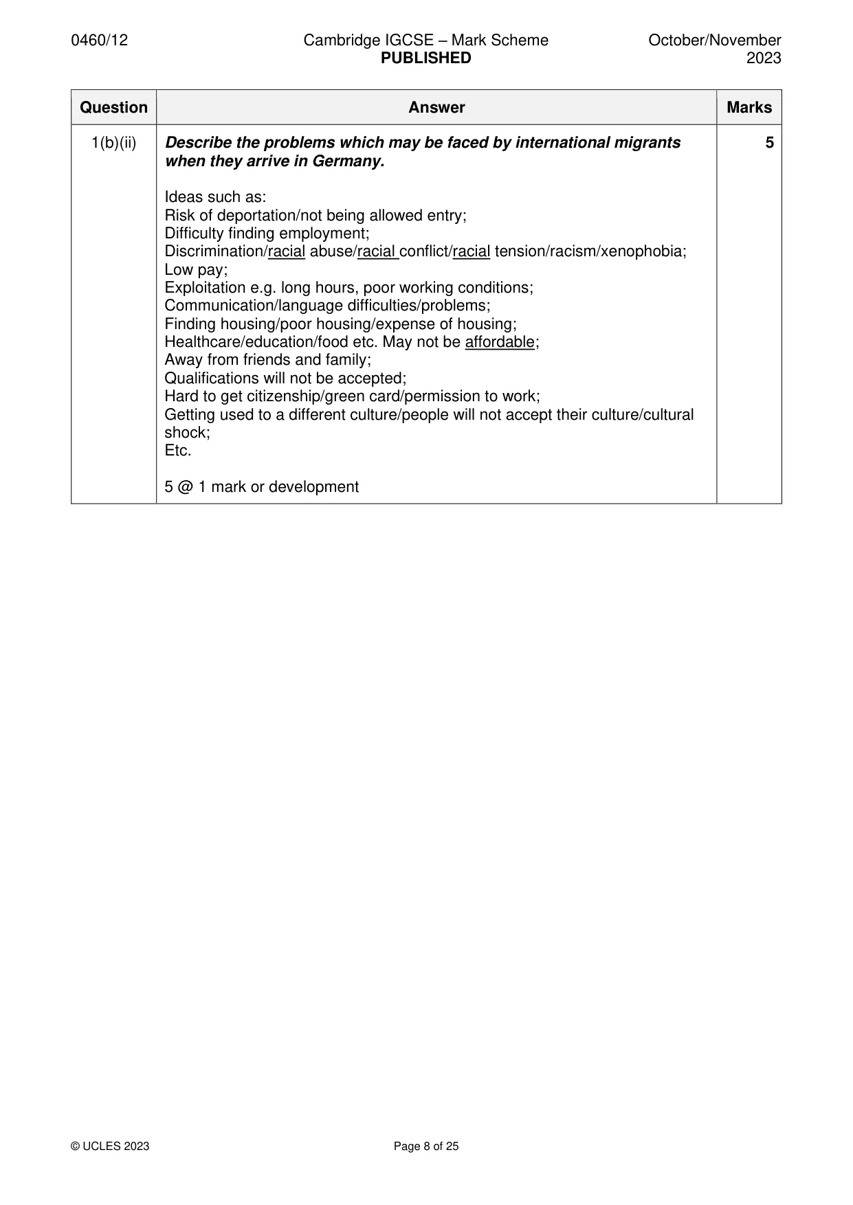 Mark scheme, page 8 of 25