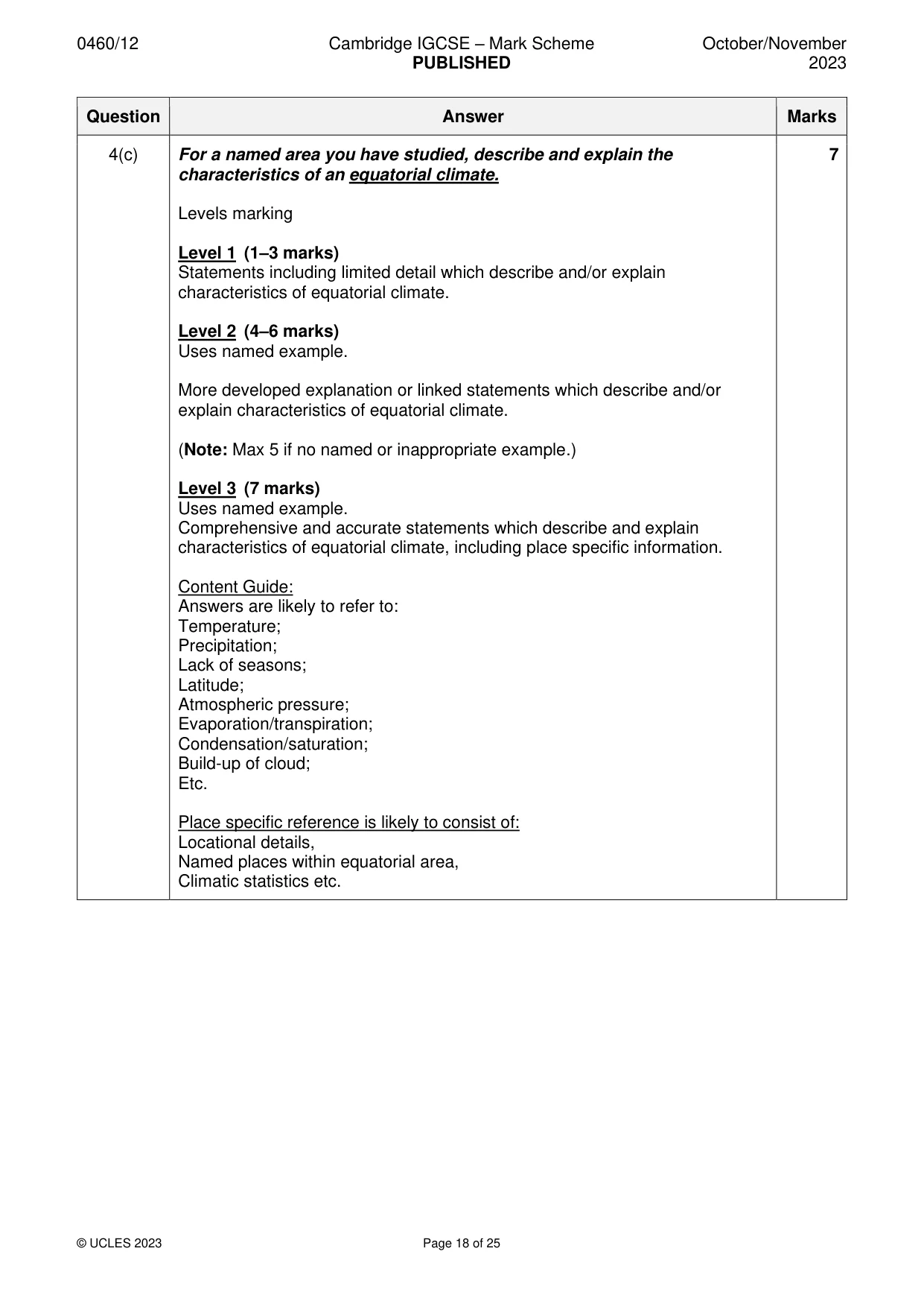Mark scheme, page 18 of 25