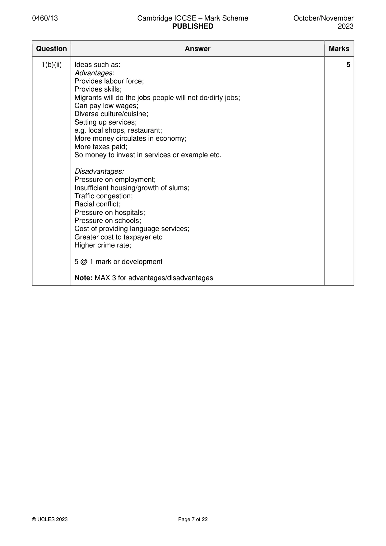 Mark scheme, page 7 of 22