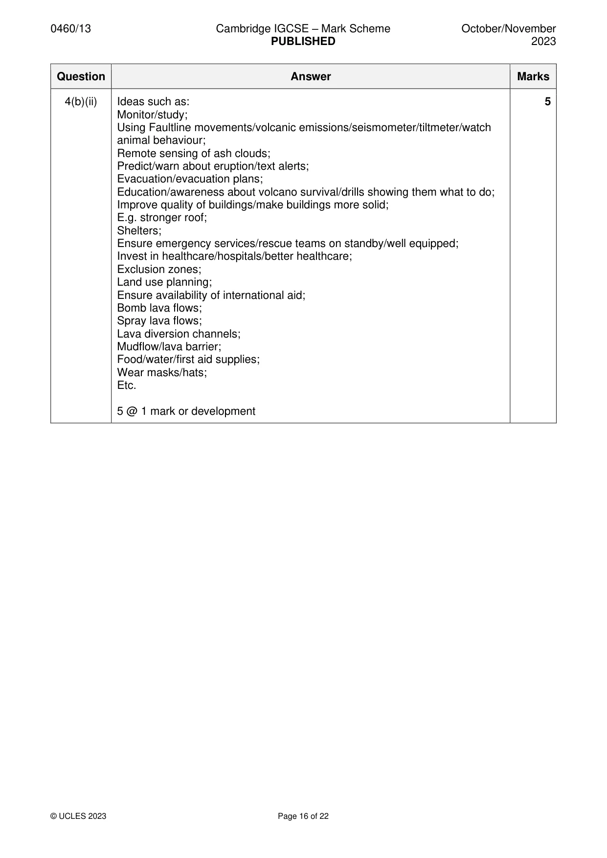 Mark scheme, page 16 of 22