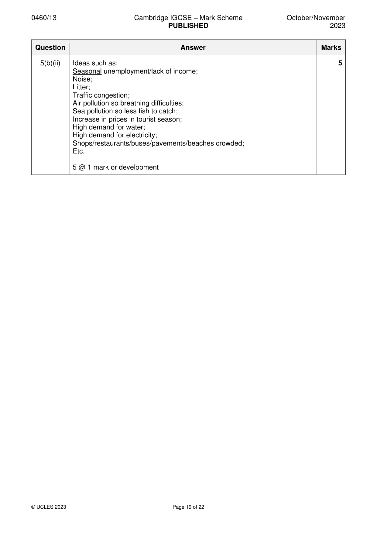Mark scheme, page 19 of 22