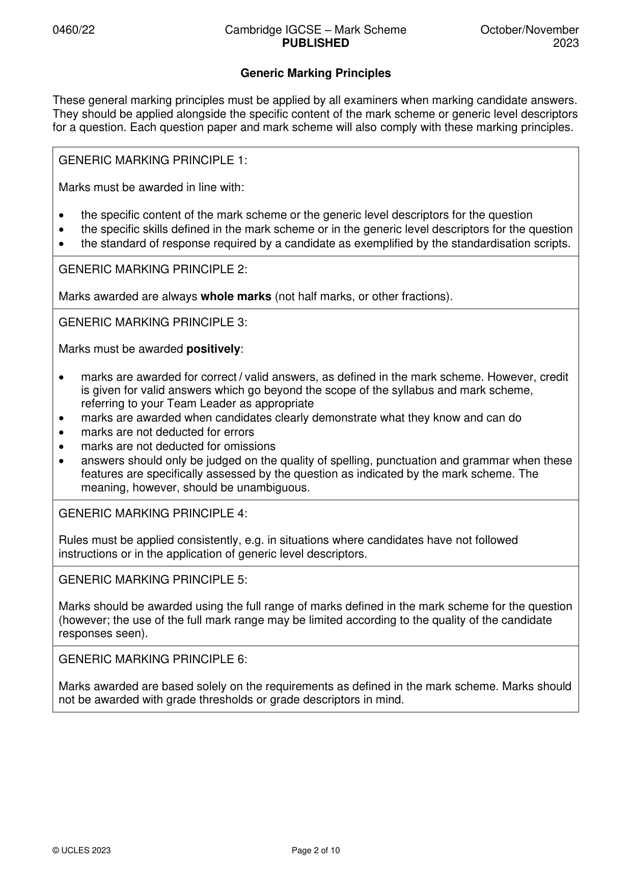 Mark scheme, page 2 of 10