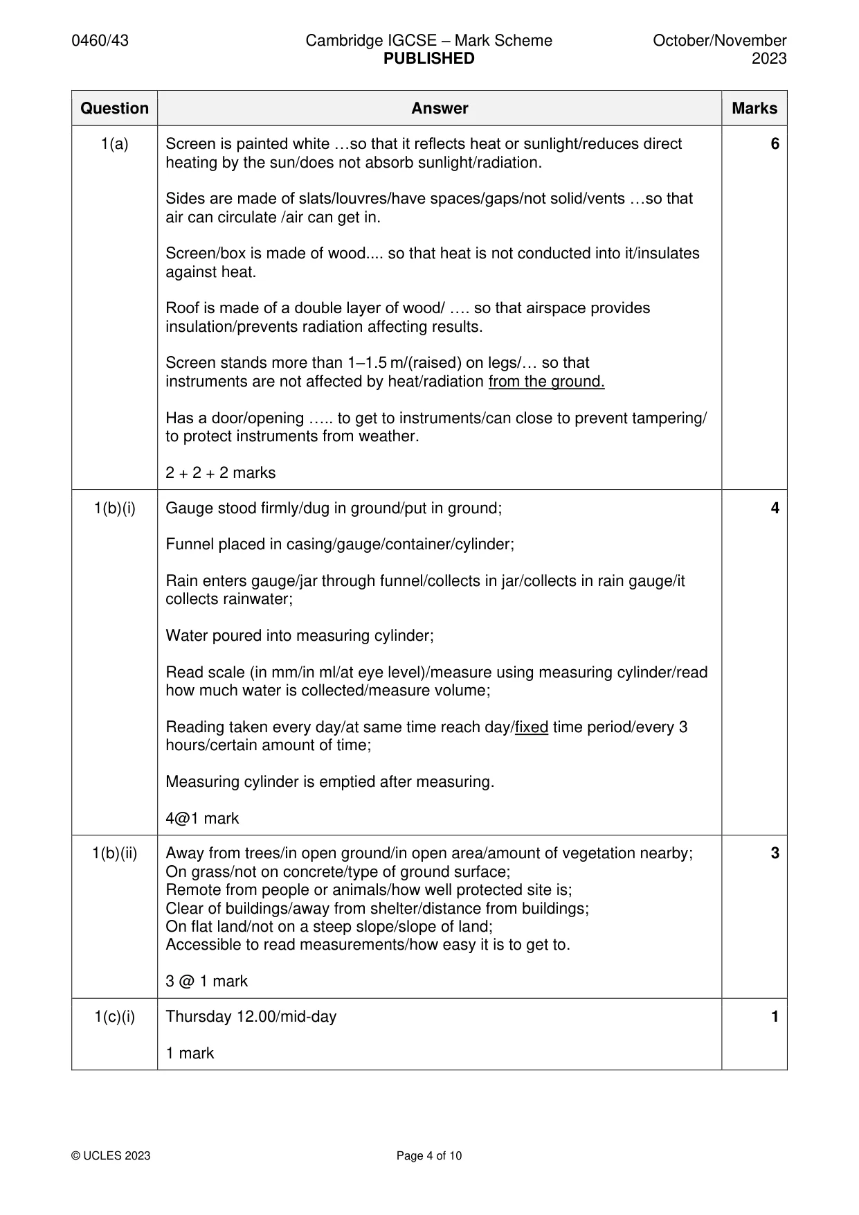 Mark scheme, page 4 of 10