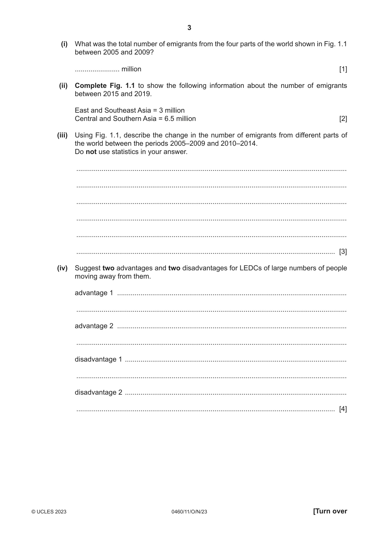 Cambridge IGCSE Geography 0460 2023 Oct/Nov Paper 1 · Variant 1 question paper, page 3 of 28