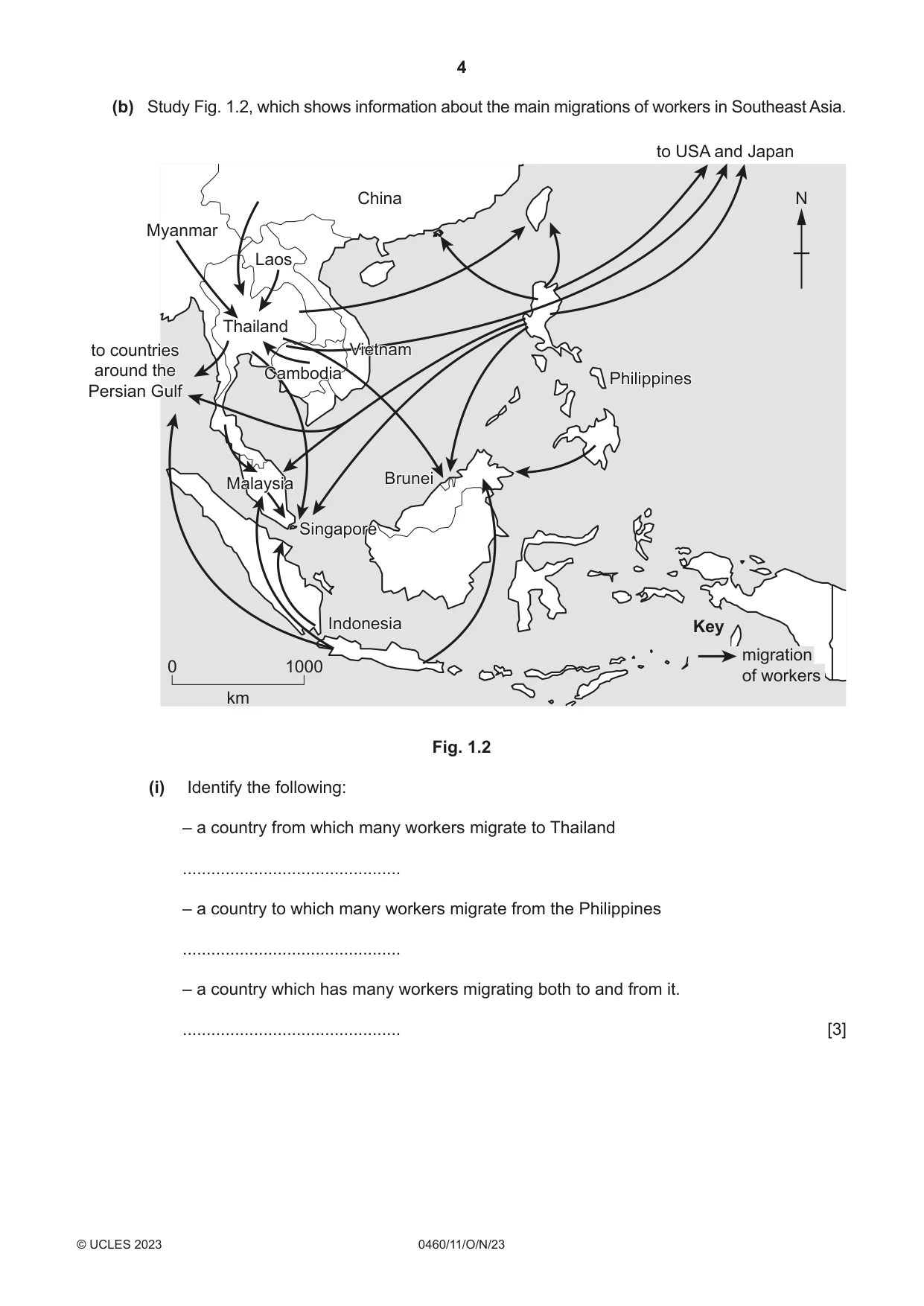 Cambridge IGCSE Geography 0460 2023 Oct/Nov Paper 1 · Variant 1 question paper, page 4 of 28