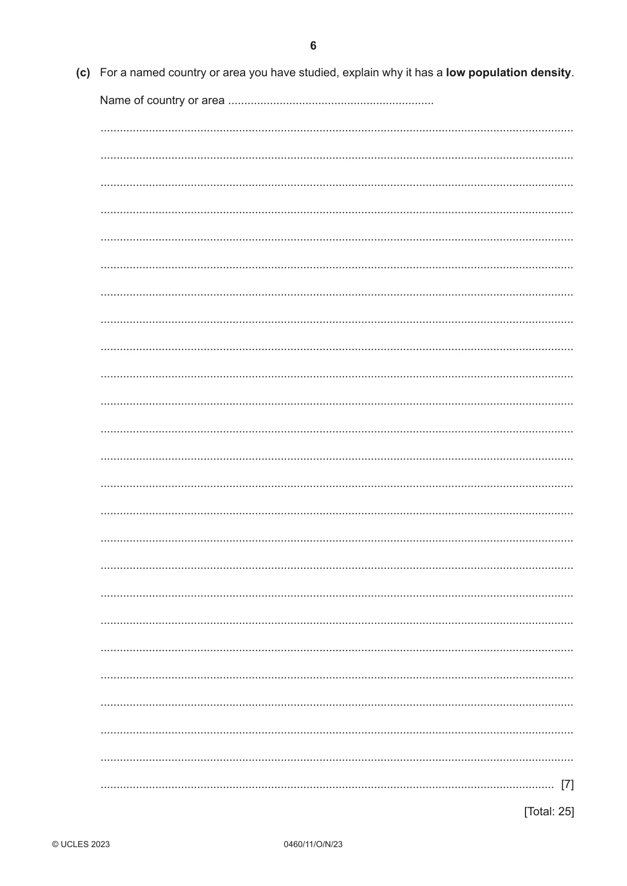Cambridge IGCSE Geography 0460 2023 Oct/Nov Paper 1 · Variant 1 question paper, page 6 of 28